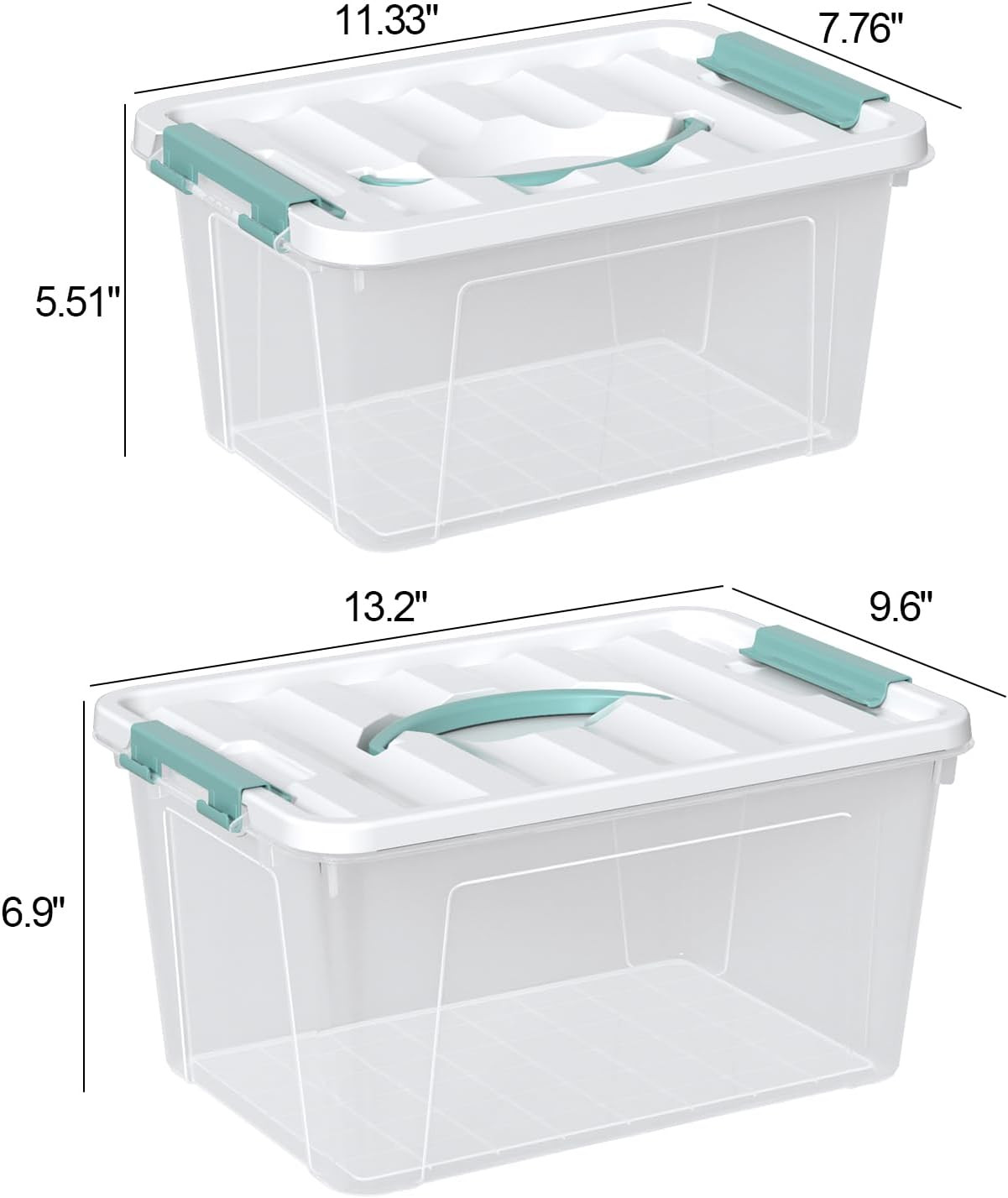 Clear Latch Bin Tote Set – 2 Pack, Stackable Storage Bins with Handles