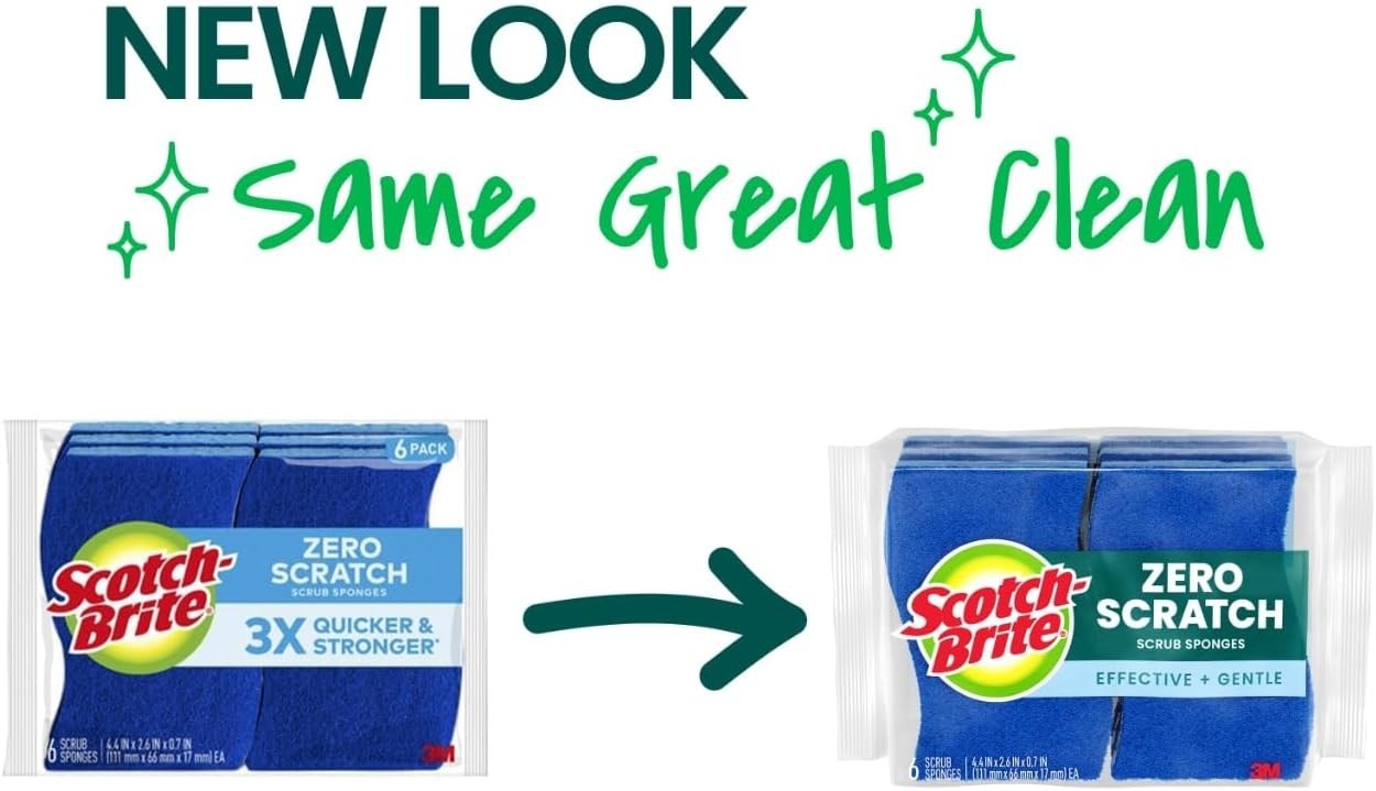 Zero Scratch Scrub Sponges, 3 or 6 Kitchen Sponges for Washing Dishes…