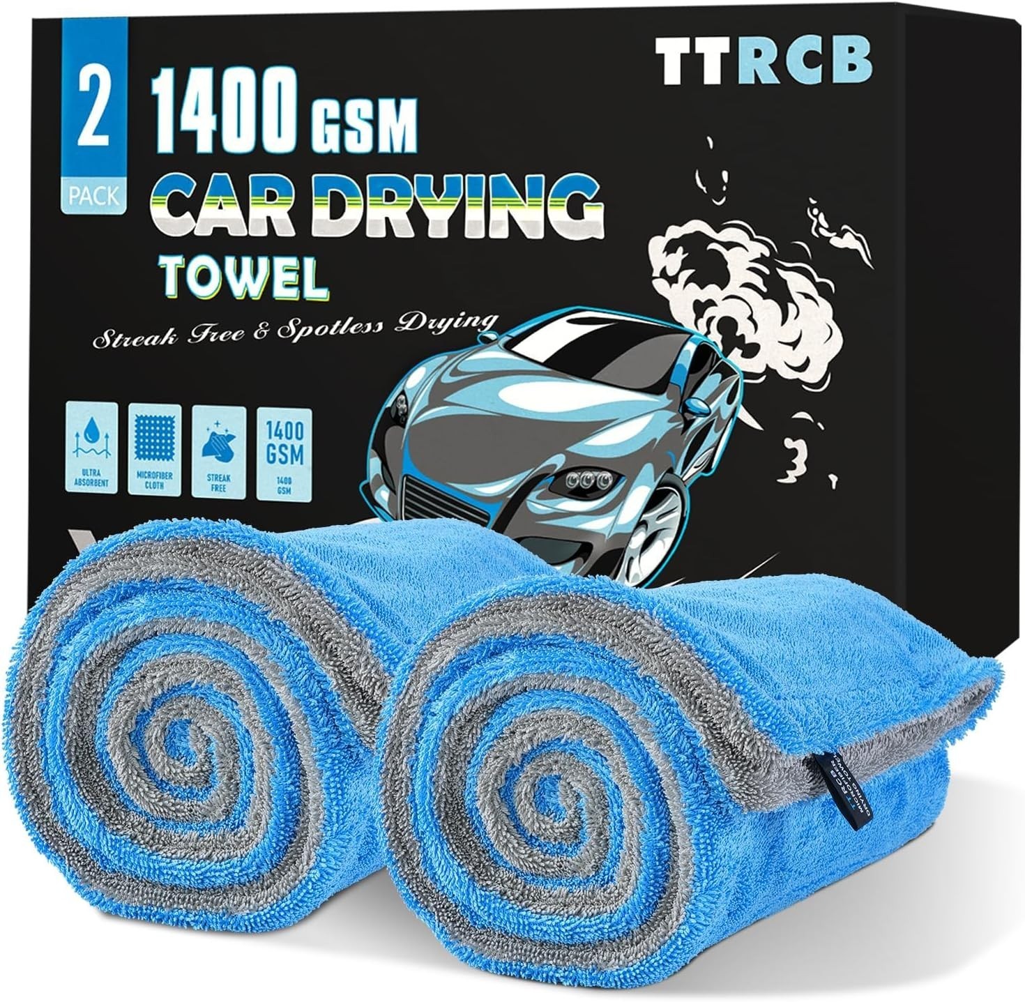 2 Pack Car Drying Towels 48″ x 24″, Extra Large Microfiber Towels for Cars, 1…