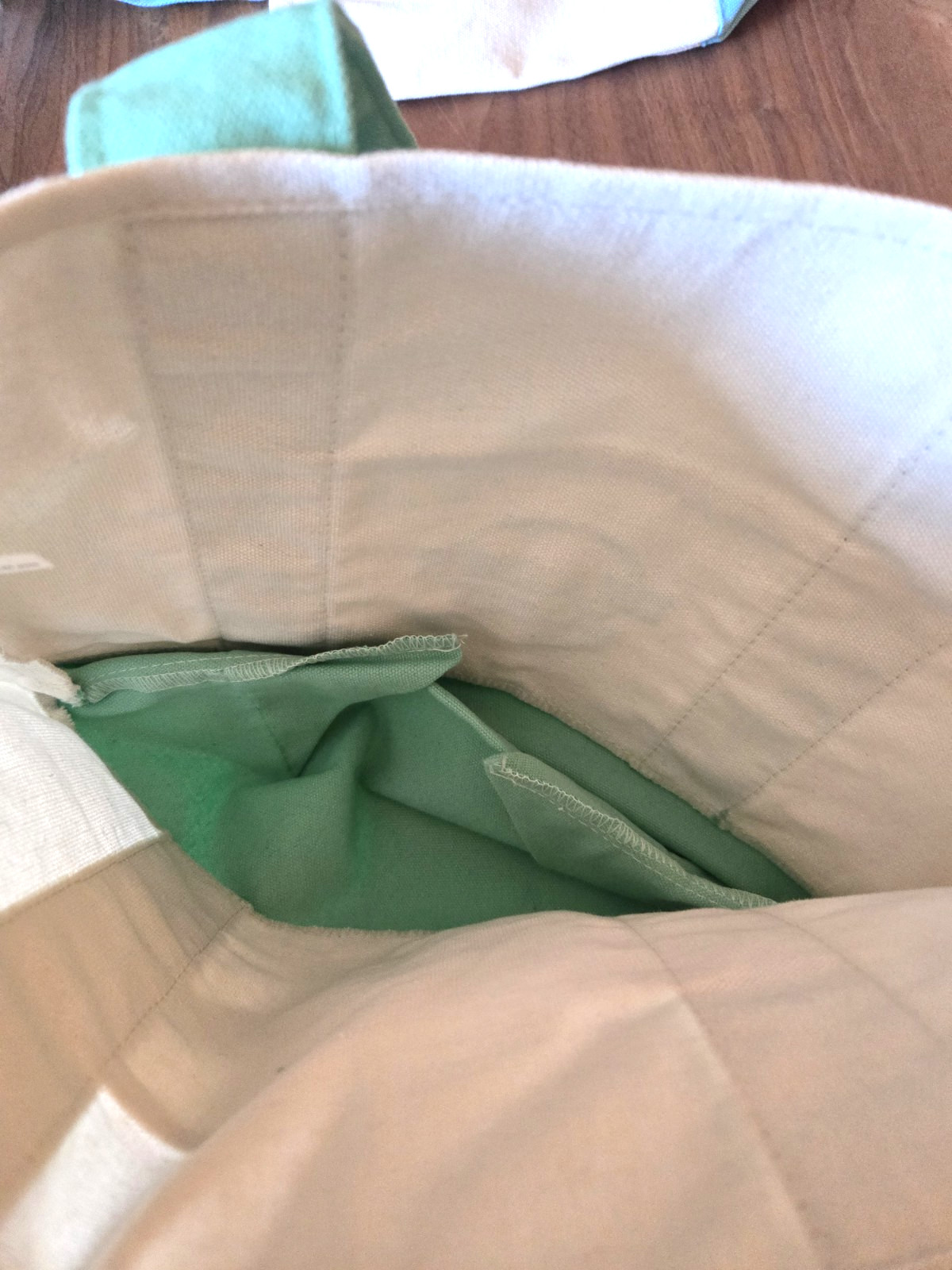 Trader Joe’s Mini GREEN Pastel Canvas Tote Bag New With Tags Embroidery