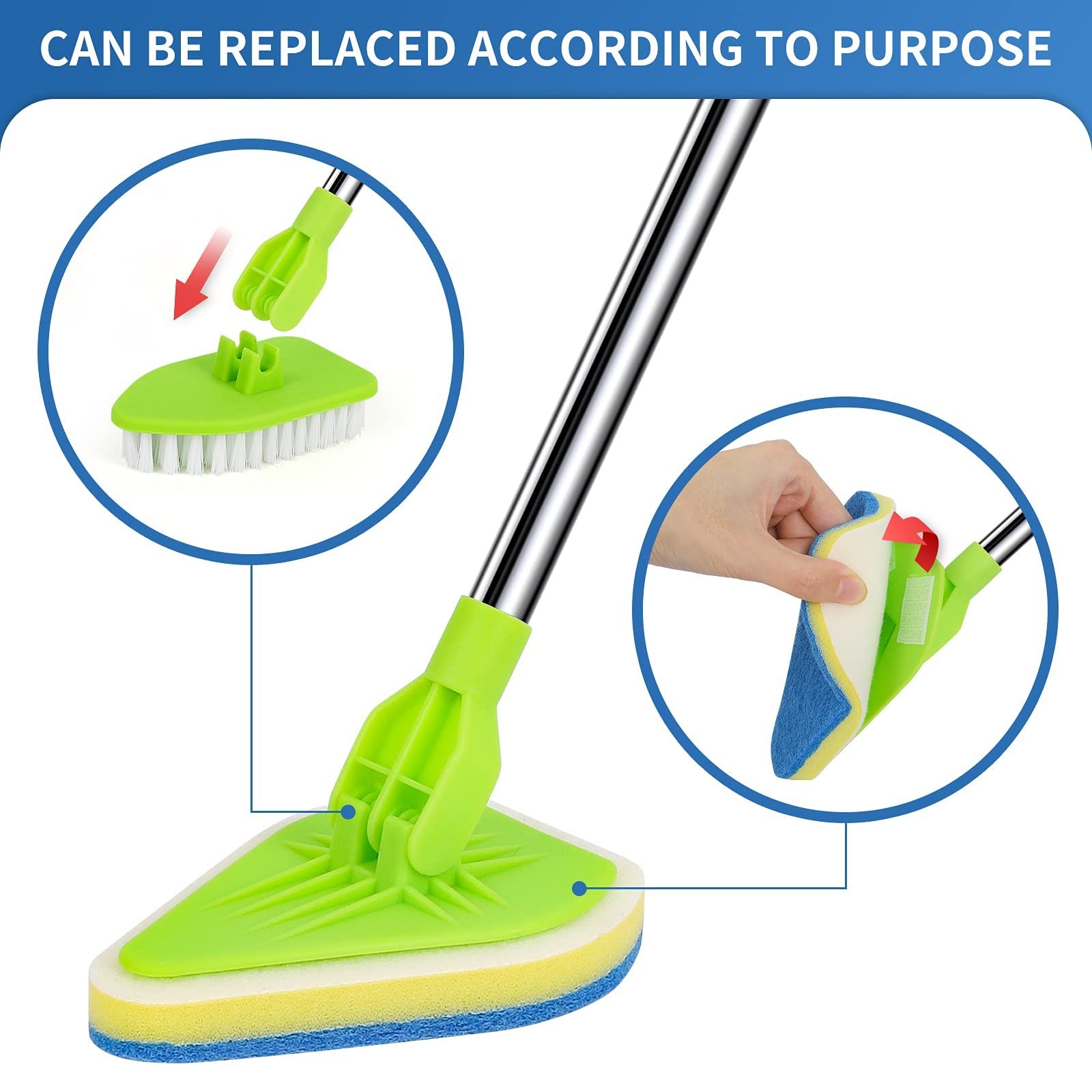 JDNOZW 2 in 1 Scrub Cleaning Brush with 37” Long Extendable Handle,1 Silver