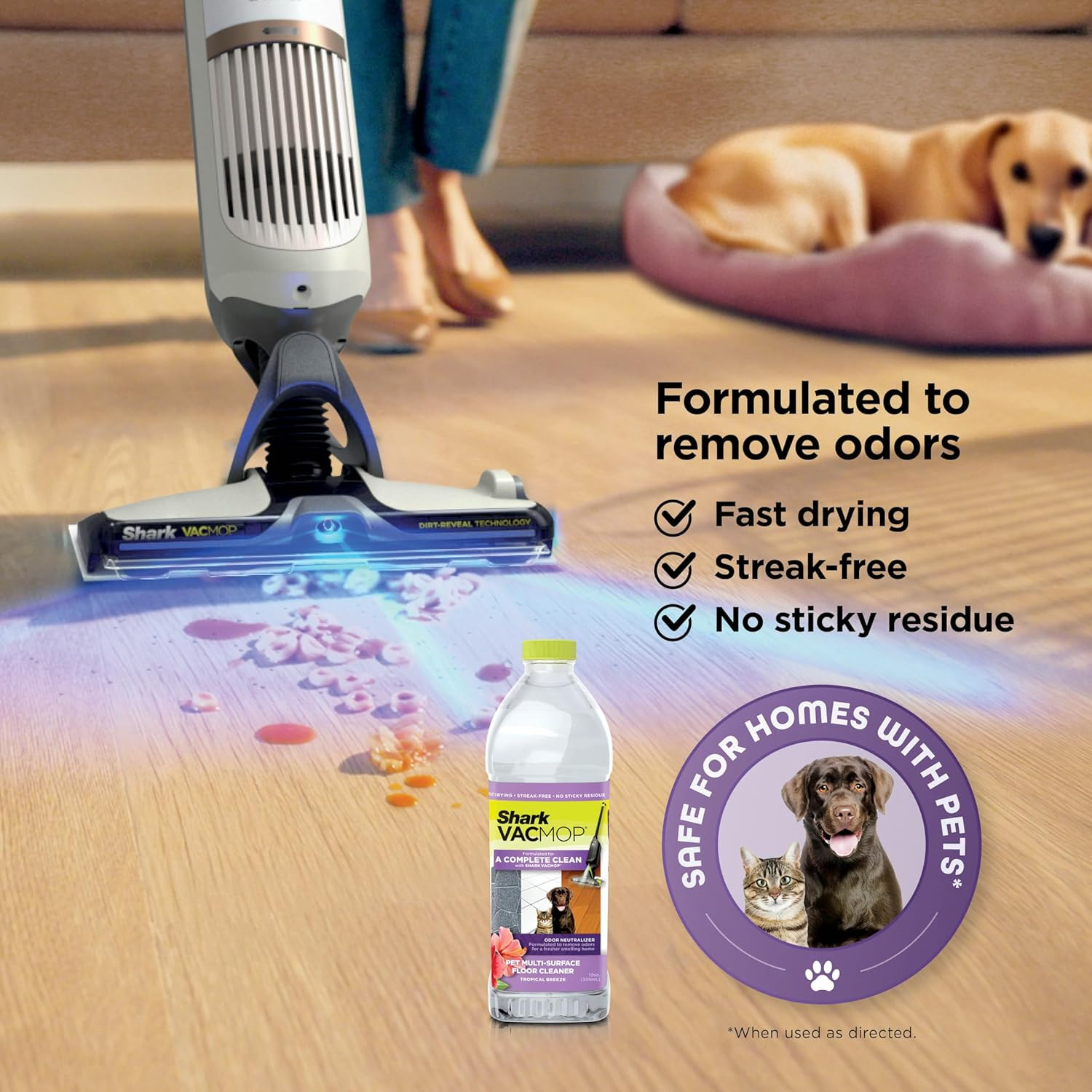 Shark VACMOP Reveal Cordless Hard Floor Cleaner, Vacuum & Spray Mop, Powerful Su
