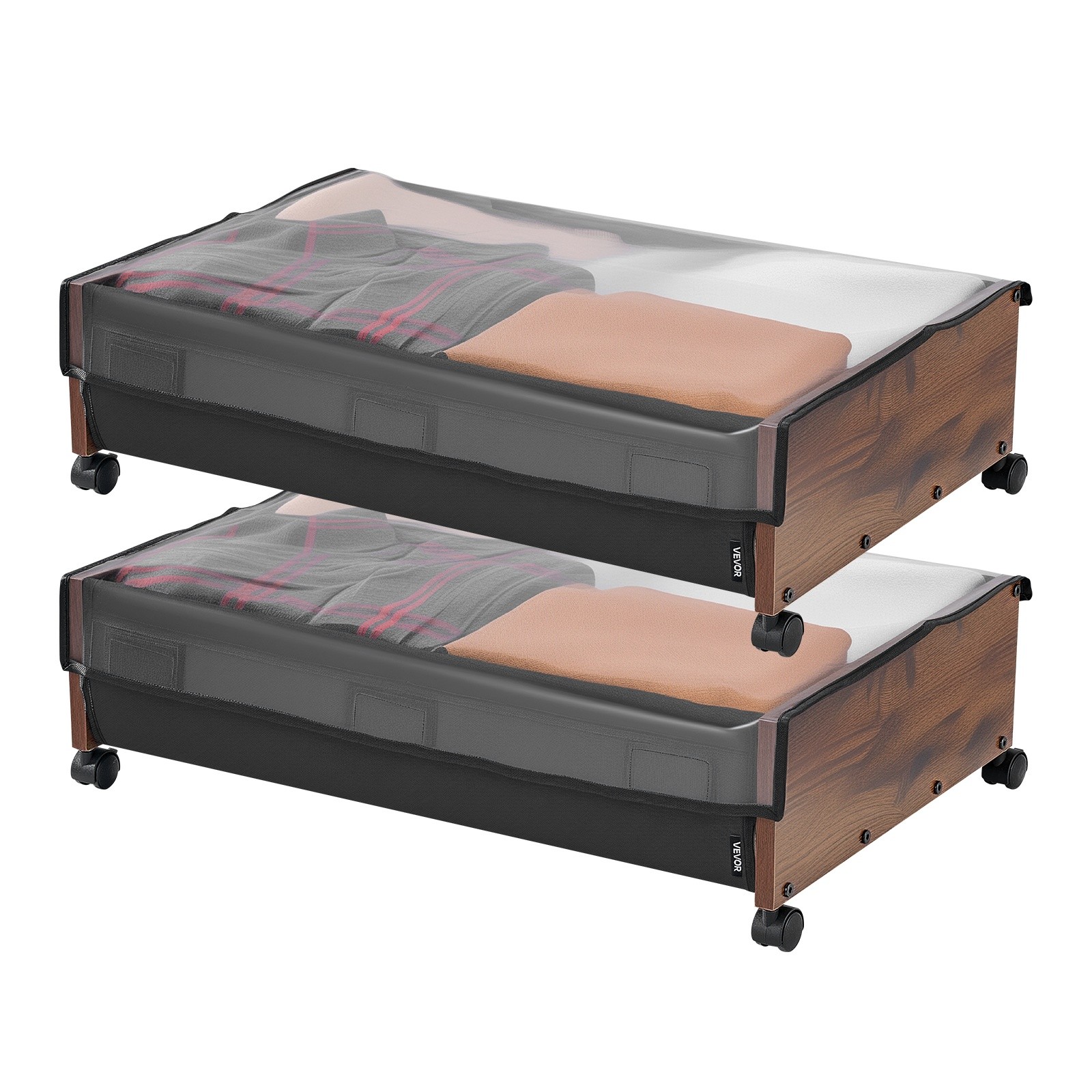 VEVOR Under Bed Storage with Wheels 25.6×18.1×7.1 Inch Rolling Storage Bags