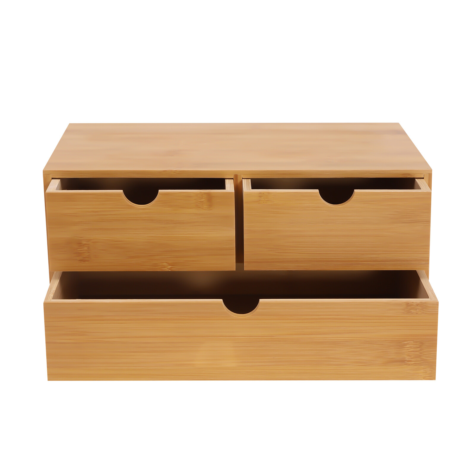 Bamboo Desk Organizer with 3 Drawers, Tabletop Storage Box No Assembly Required