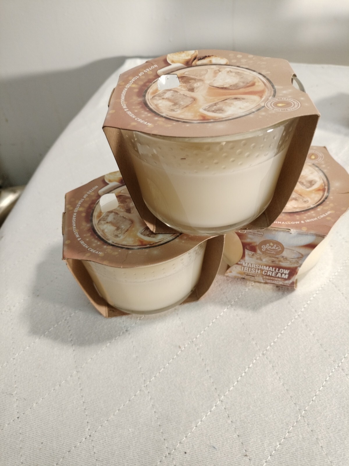 Lot of 2 Glade MARSHMELLOW IRISH CREAM 3 Wick Candle – 6.8 oz.