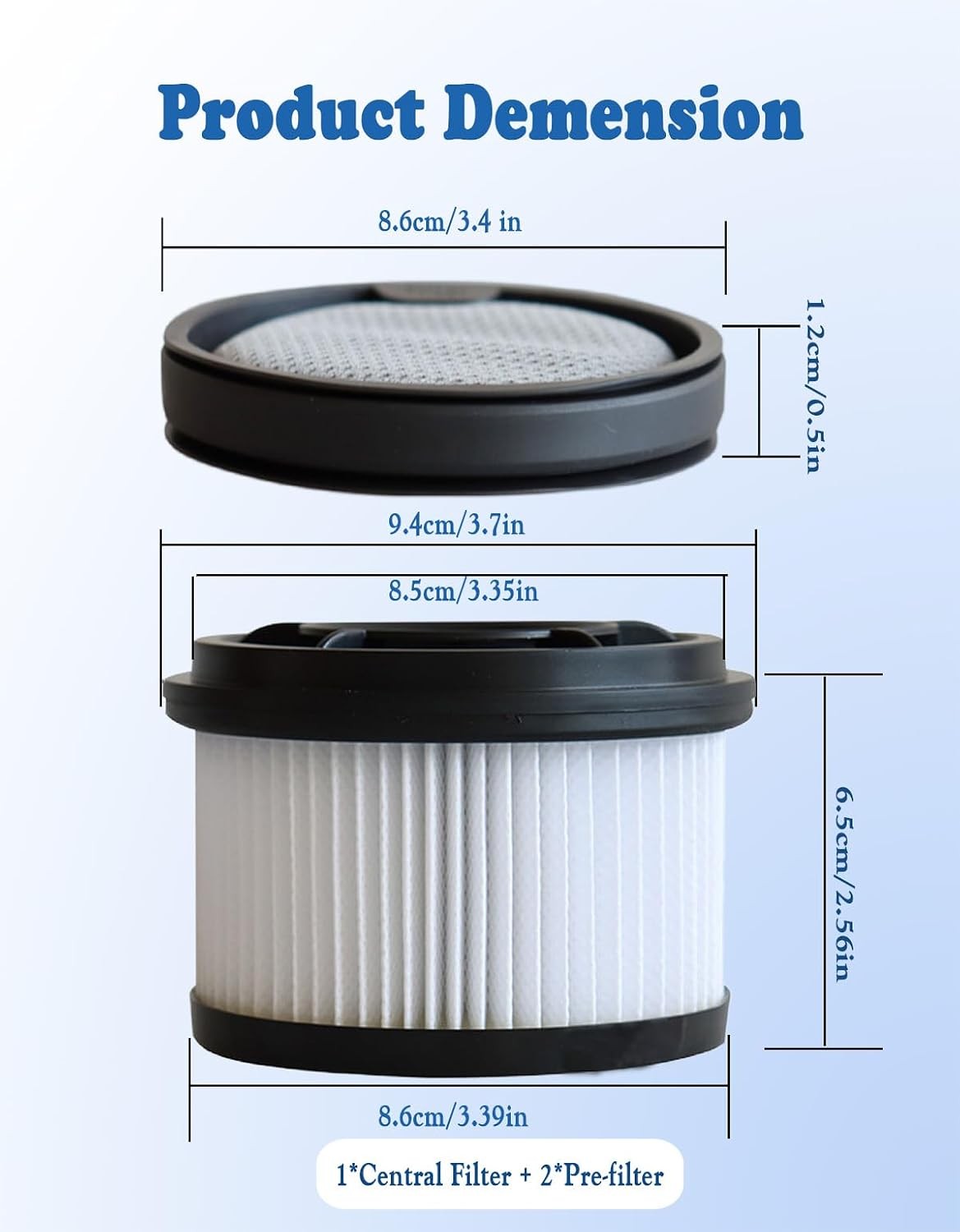 3 Pack Replacement Filter Kit for Dreame T10 T20 T30 Vacuum Cleaner for G9 G10