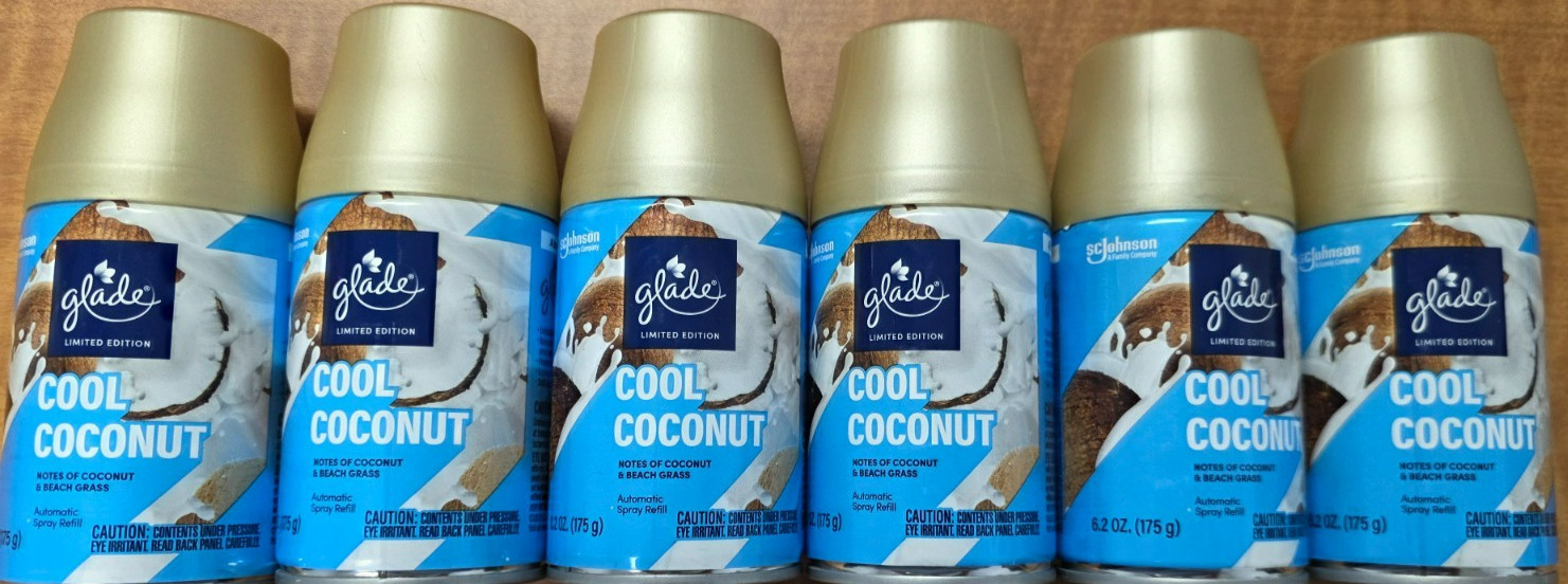 6 Glade Air Freshener Automatic Spray Refills cool coconut Limited Edition