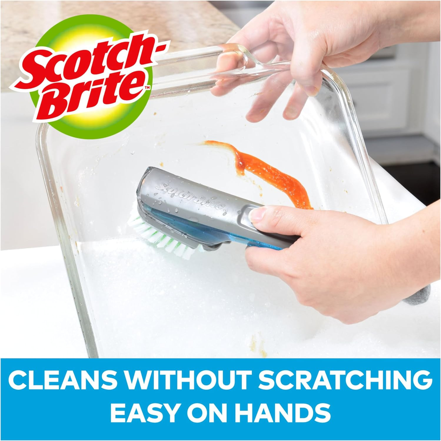Scotch Brite Dishwand Brush Gray Soap Control Scrubber For Nonstick Cookware