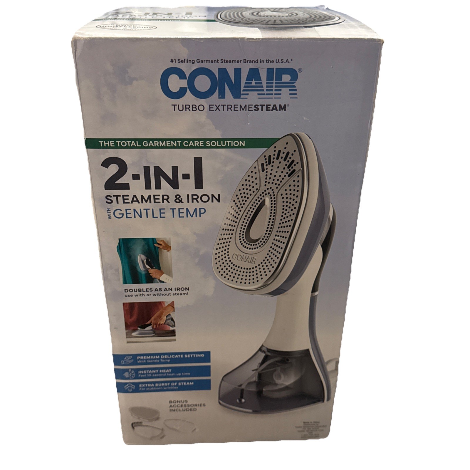 Conair Turbo Extreme Steam 2 in 1 Steamer & Iron With Gentle Temp White