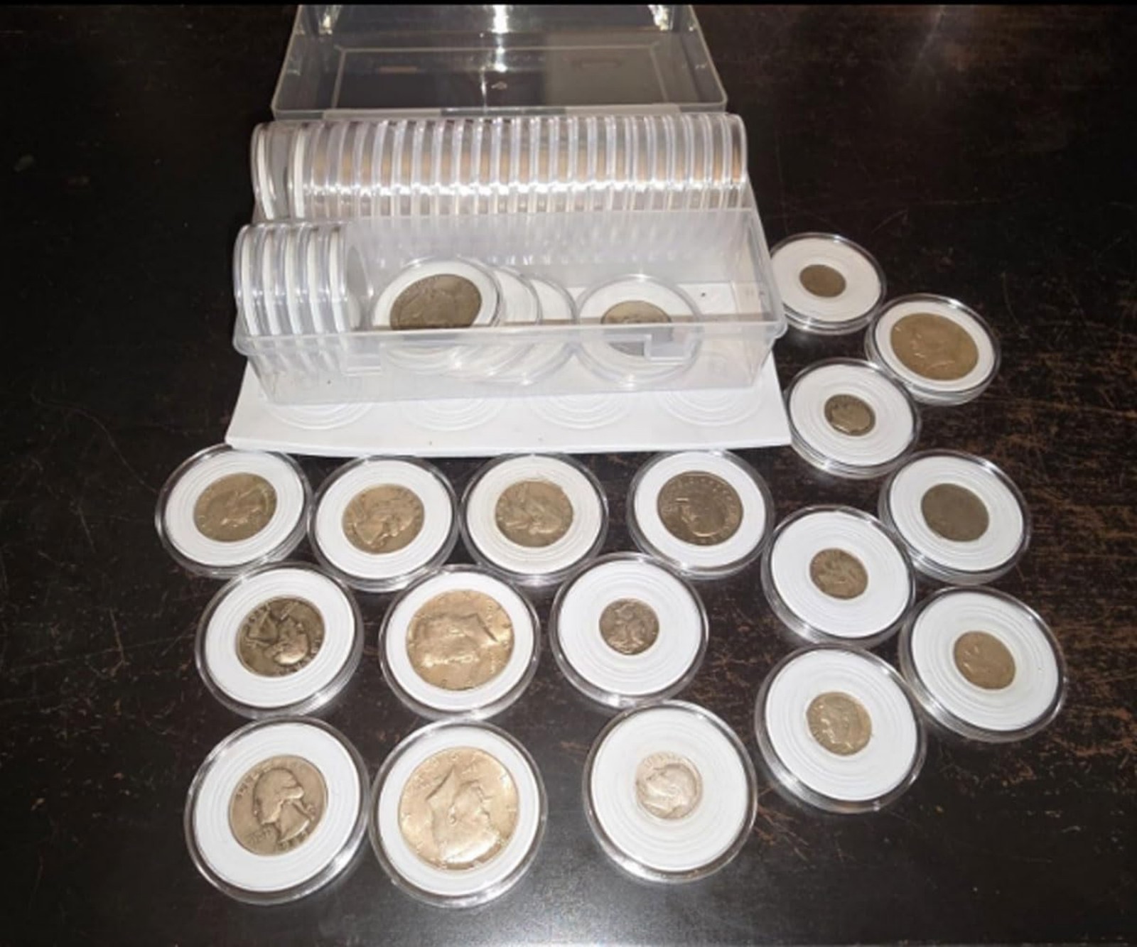 50pack 40mm Coin Capsules For 1oz Silver Bullion w/Box+7 Sizes Sponge Gaskets US