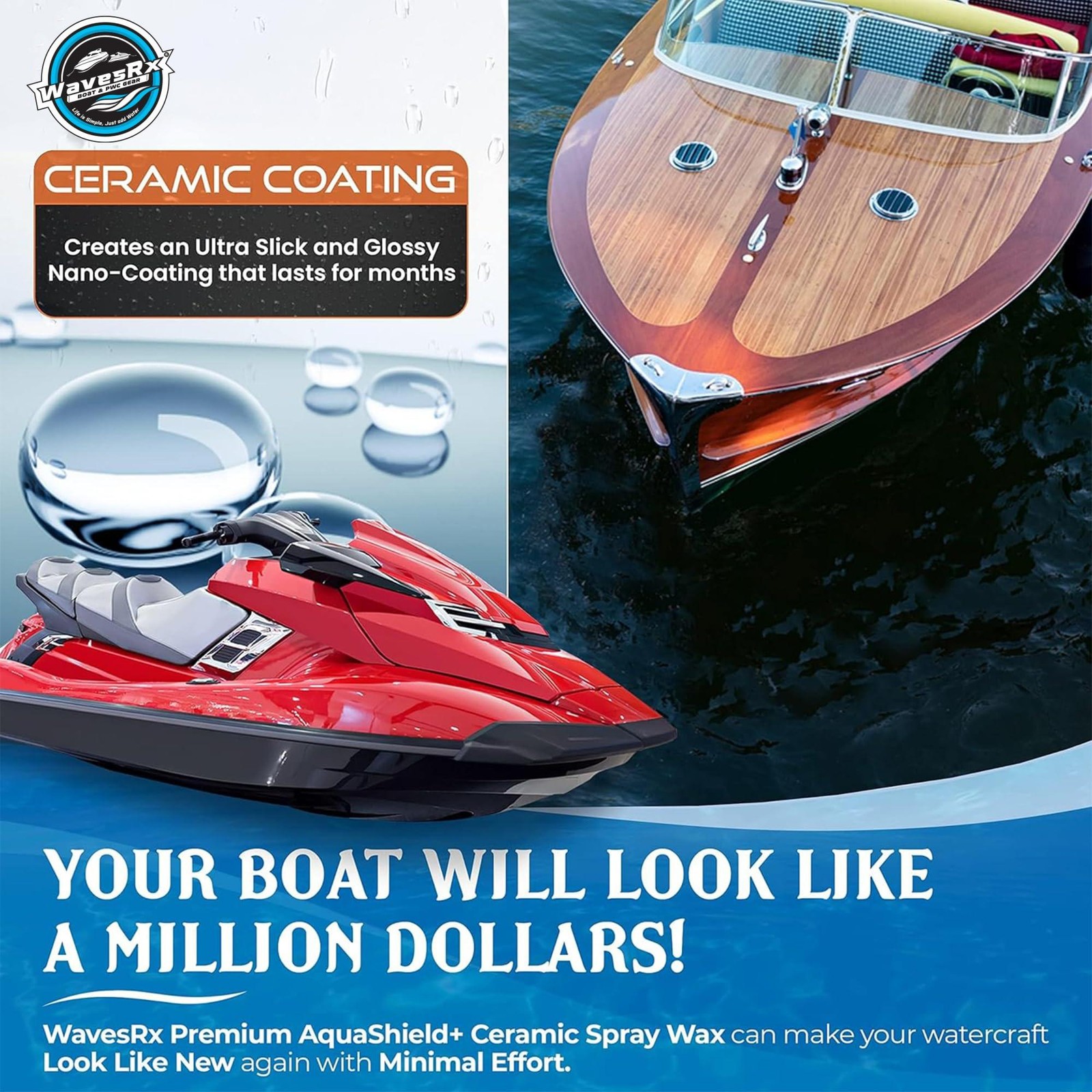 WavesRx High-Performance Ceramic Spray Coating for Boats & Jet Skis (AquaShield+