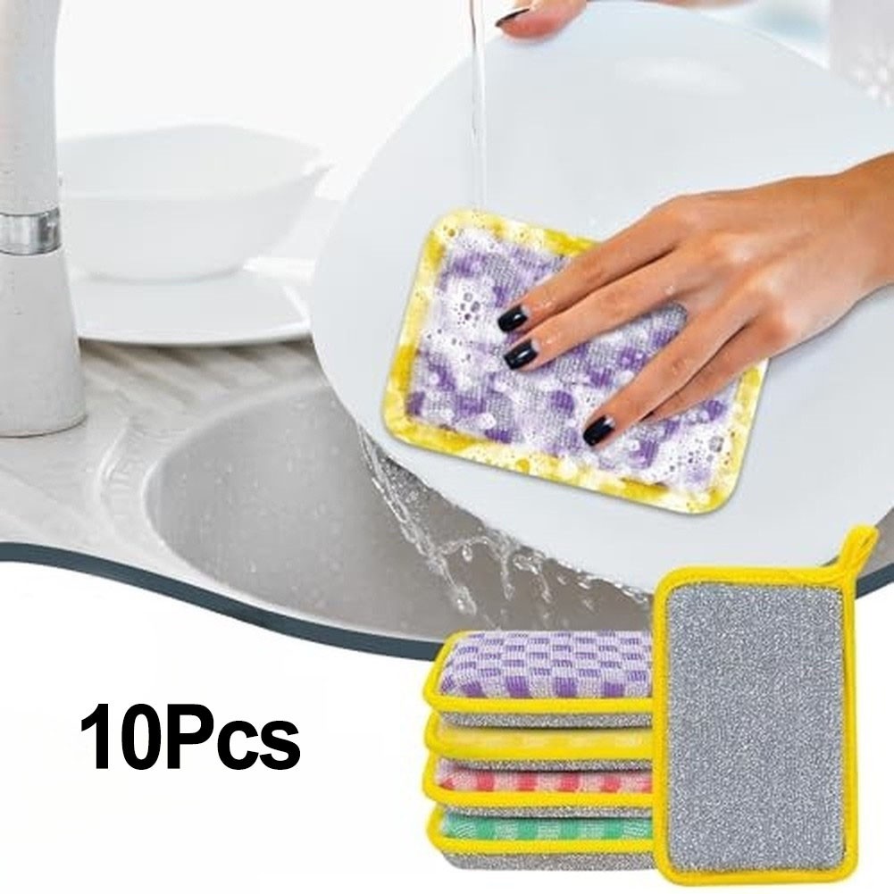 Double Sided Sponge Pack 10 pcs 15x10cm for Dishes Countertops Rinsing