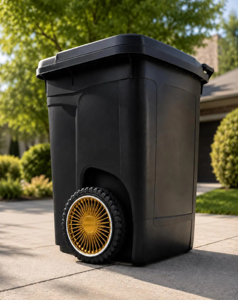 Pimp Your Trash Can Gold Wheel Covers Decorative Bin Rim Inserts Set of 2