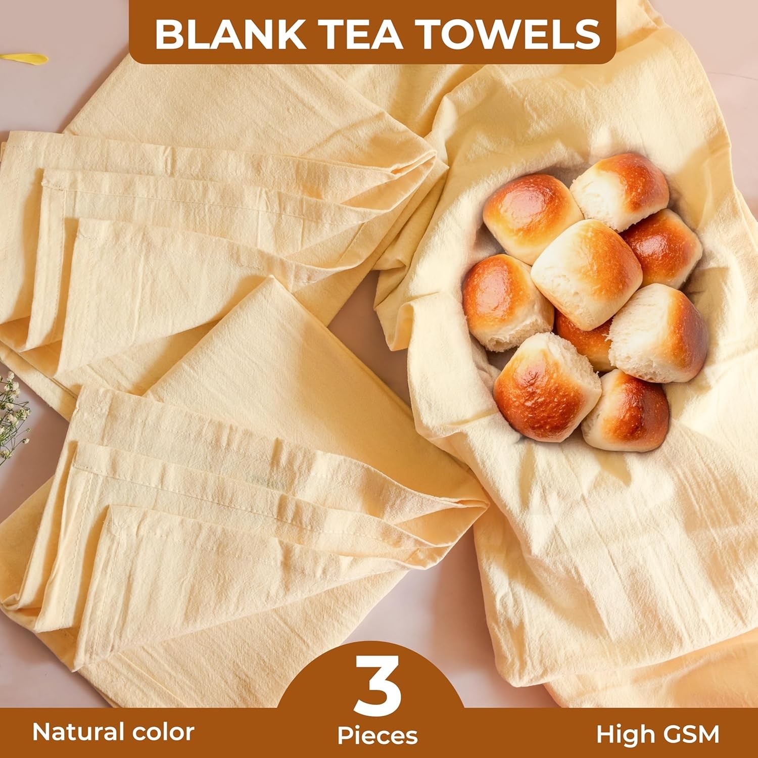 Natural – Blank Plain – Linen Tea Towels For Kitchen – For Crafting Embroidery