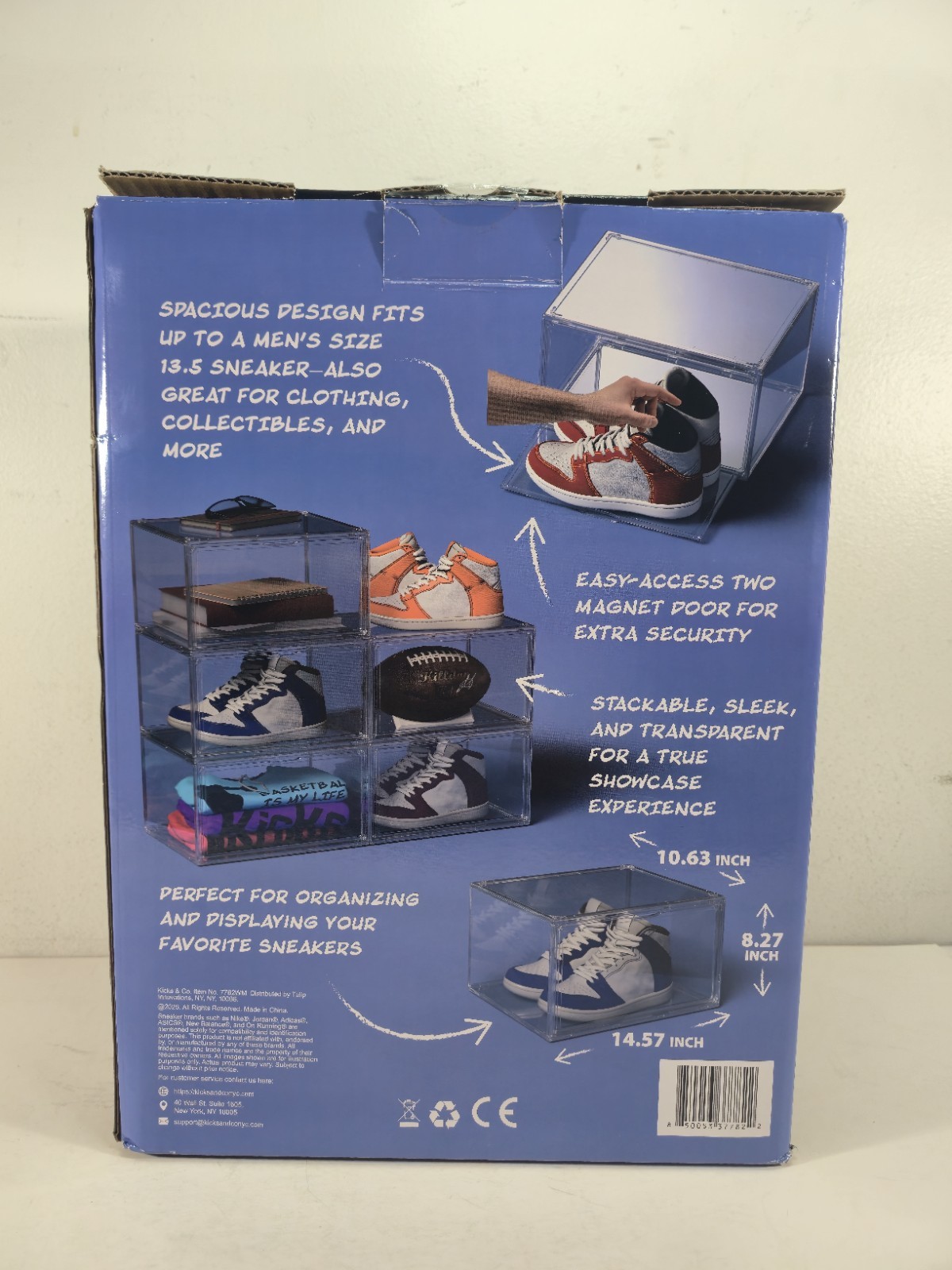 Kicks & Co. Stackable Clear Sneaker Shoe Storage Boxes 5-Pack 14x14x8