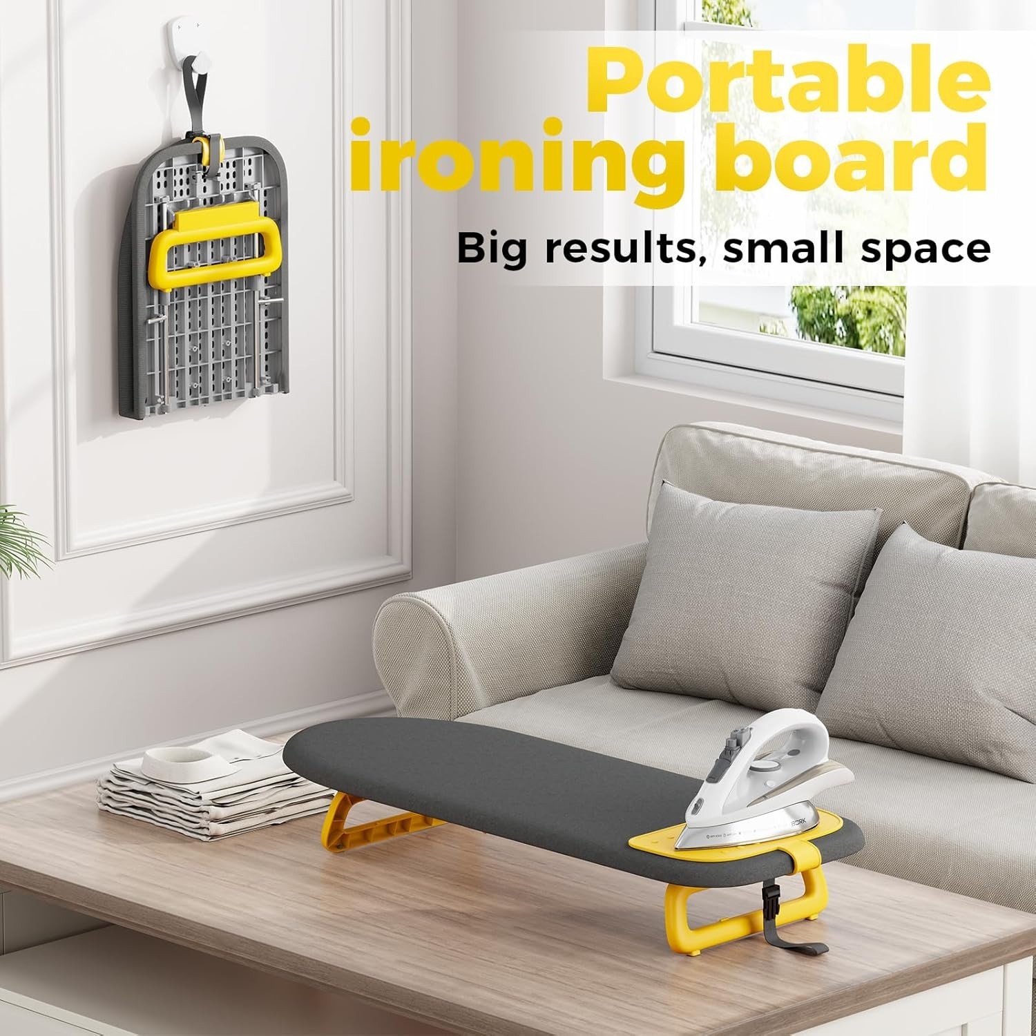 Compact & Foldable Ironing Board with Heat-Resistant Mat – Space-Saving Solution