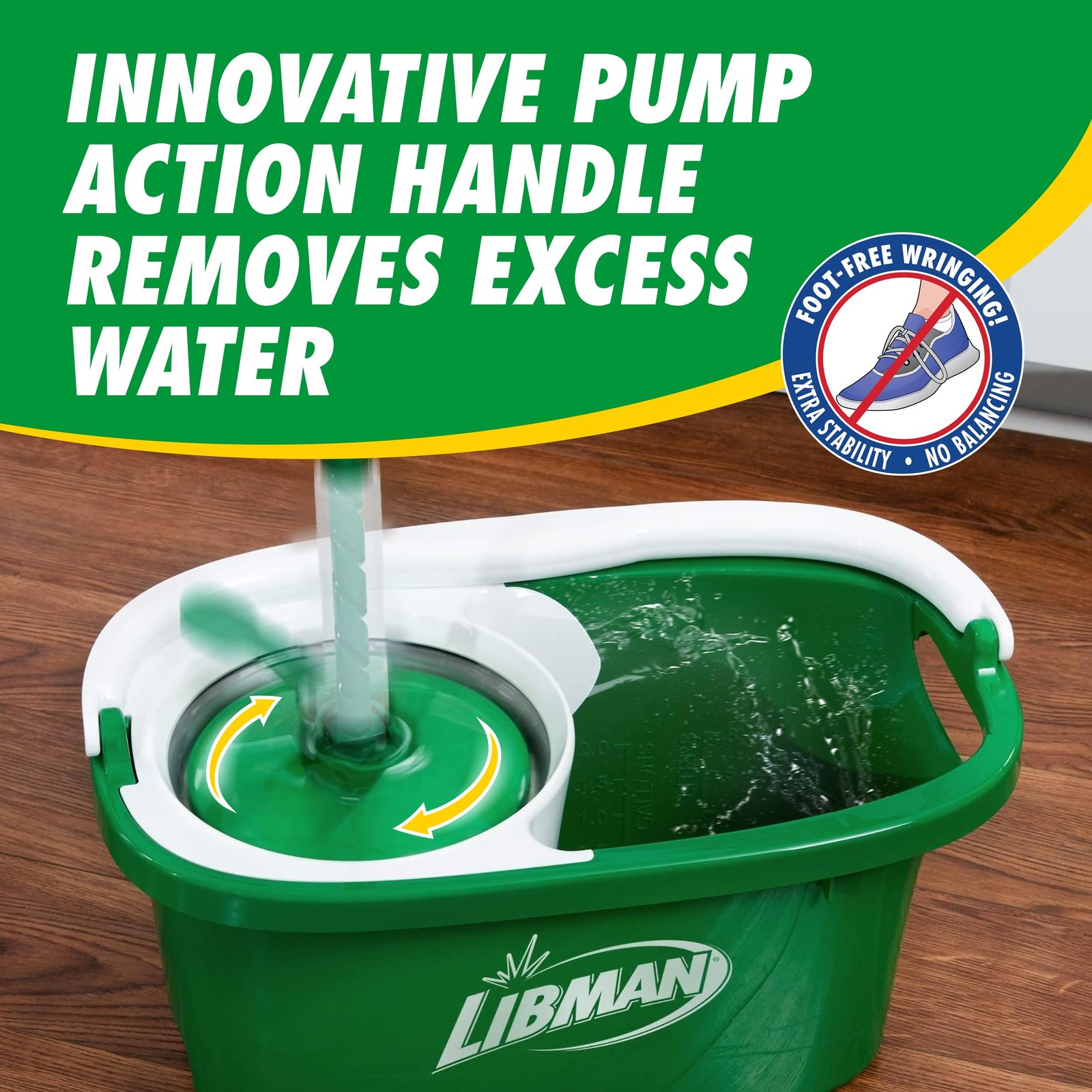 Libman Tornado Spin Mop System and 1 Refill, Mop and Bucket with Wringer Set