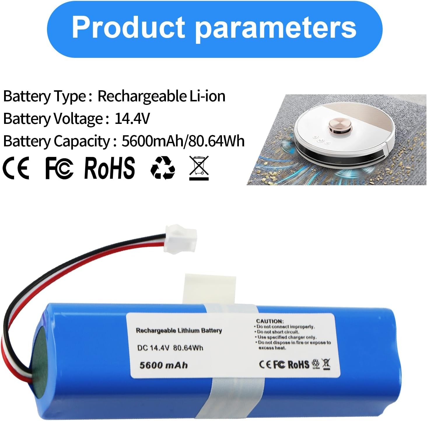 Vacuum Replacement Battery for HONITURE Q6 Q6 Pro Q6 Se Philips FC8972 Haier
