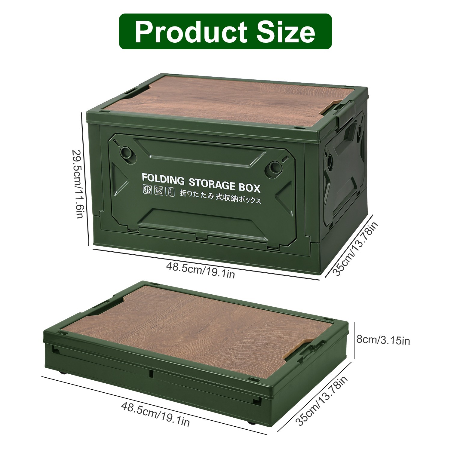 Stackable Storage Bin Collapsible Camping Bin Organizer White/Green Shelf Box US