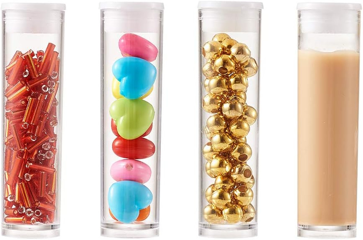 Elecrelive 100PCS Clear Plastic Tube Transparent Storage Tubes Bead Containers