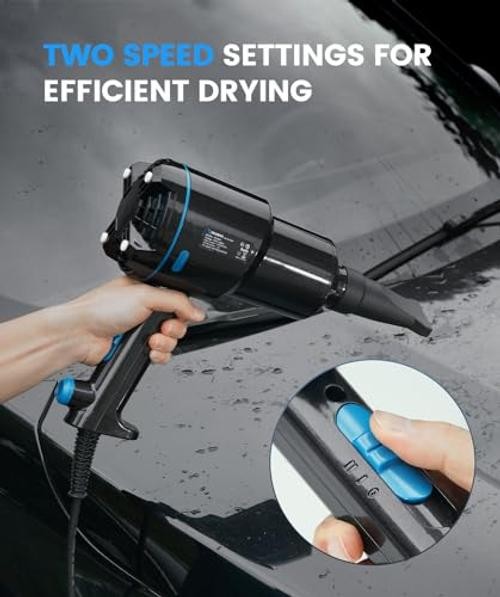 Air Cannon Car Dryer Blower -1300W Filtered 22000FPM Car Black