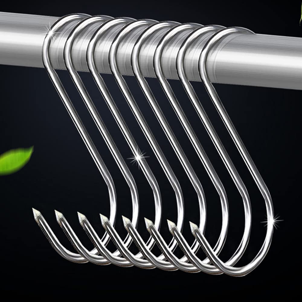 20Pcs Stainless Steel Meat Butcher Hooks for Hanging Drying BBQ Grilling Sausage