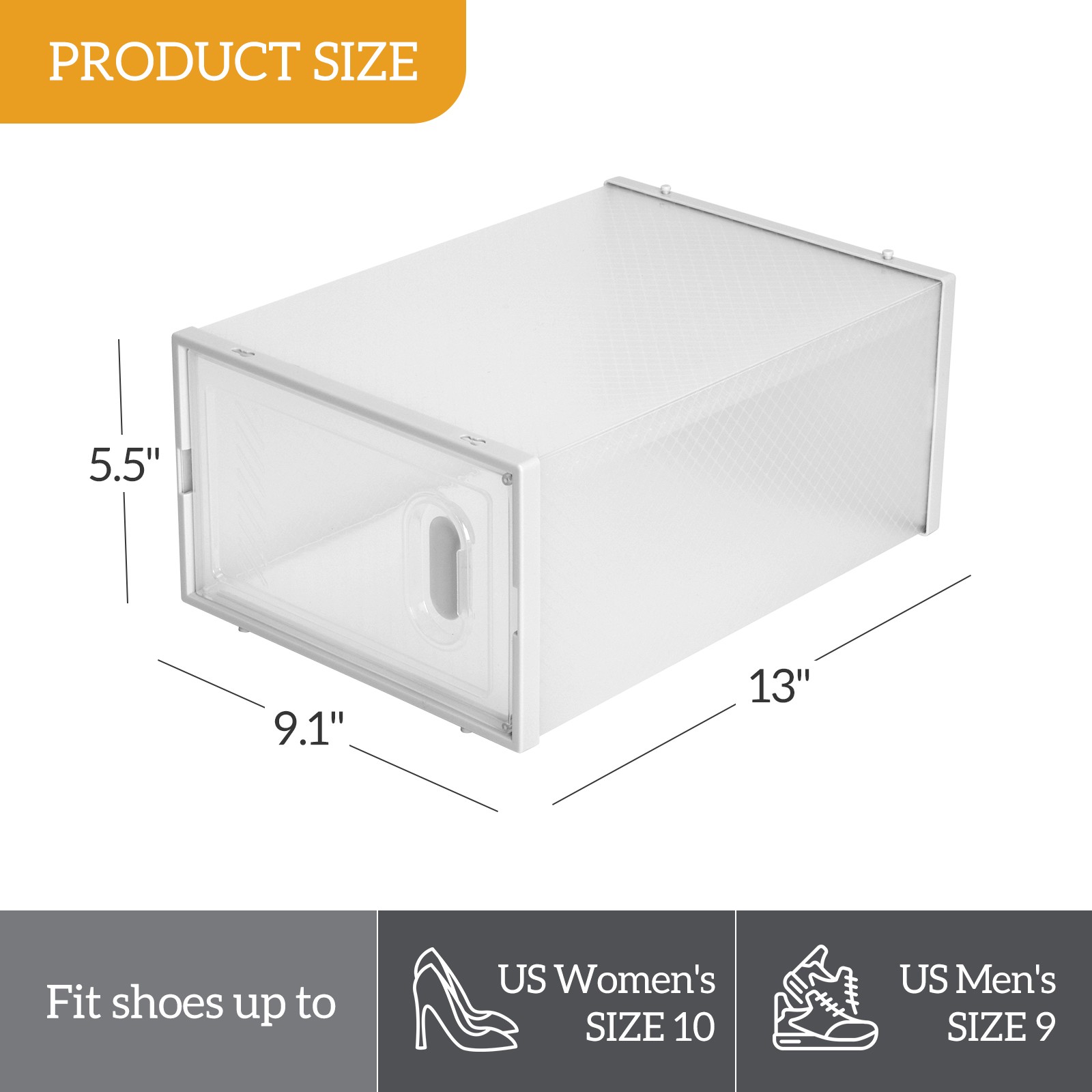 Shoe Storage Boxes 12 Pack Clear Plastic Stackable – White High Quality