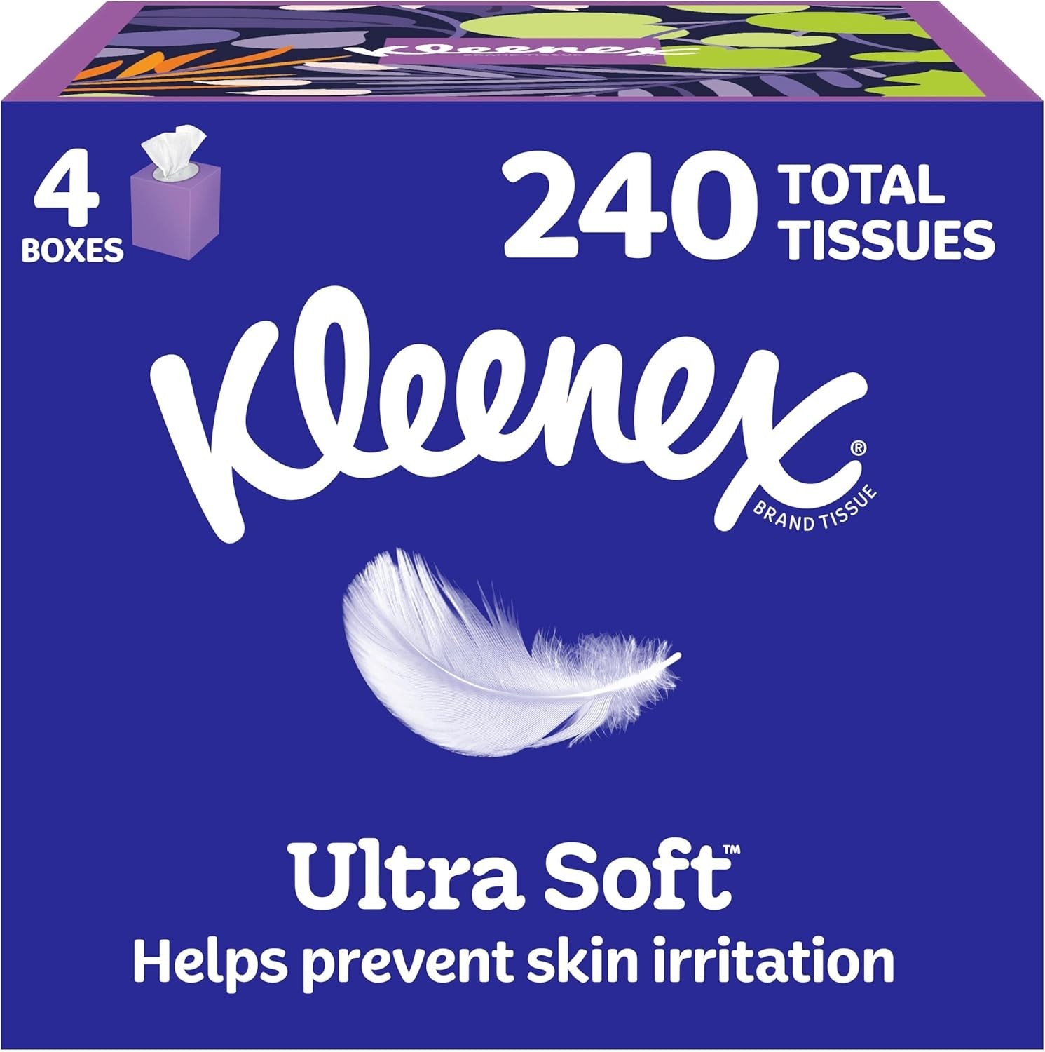 Kleenex Ultra Soft Facial Tissues 4 Cube Boxes 60 Tissues per Box