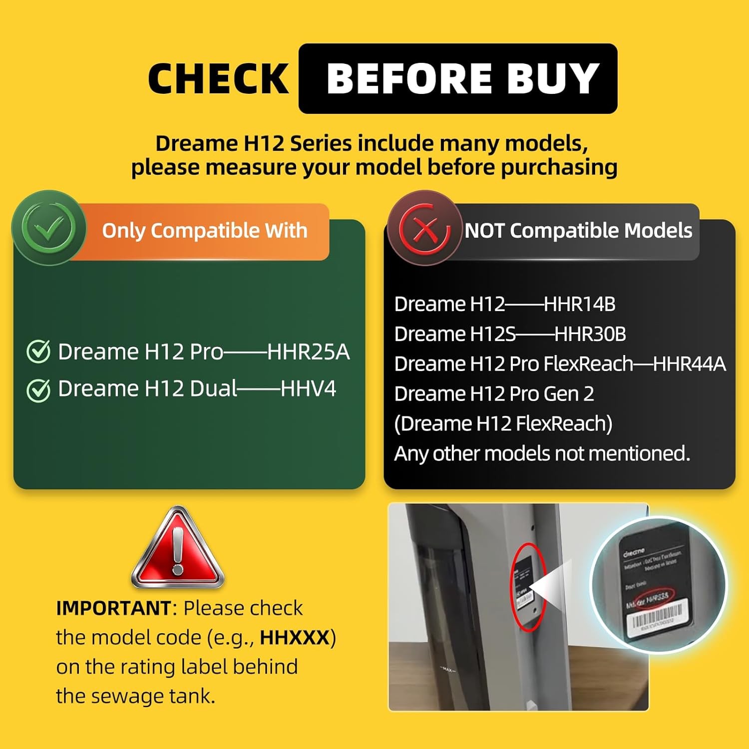 Replacement Parts only Compatible with Dreame H12 Pro H12 Dual Wet and Dry