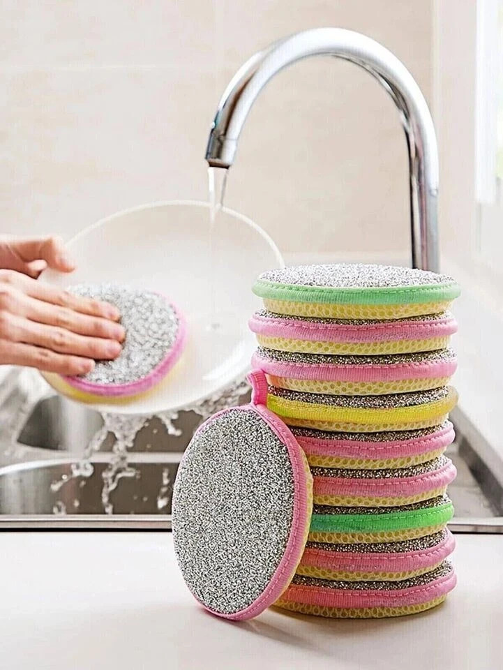 Double-Sided Scouring Pads Dish Pan Washing Sponge Kitchen Cleaning Tool 5/10/20