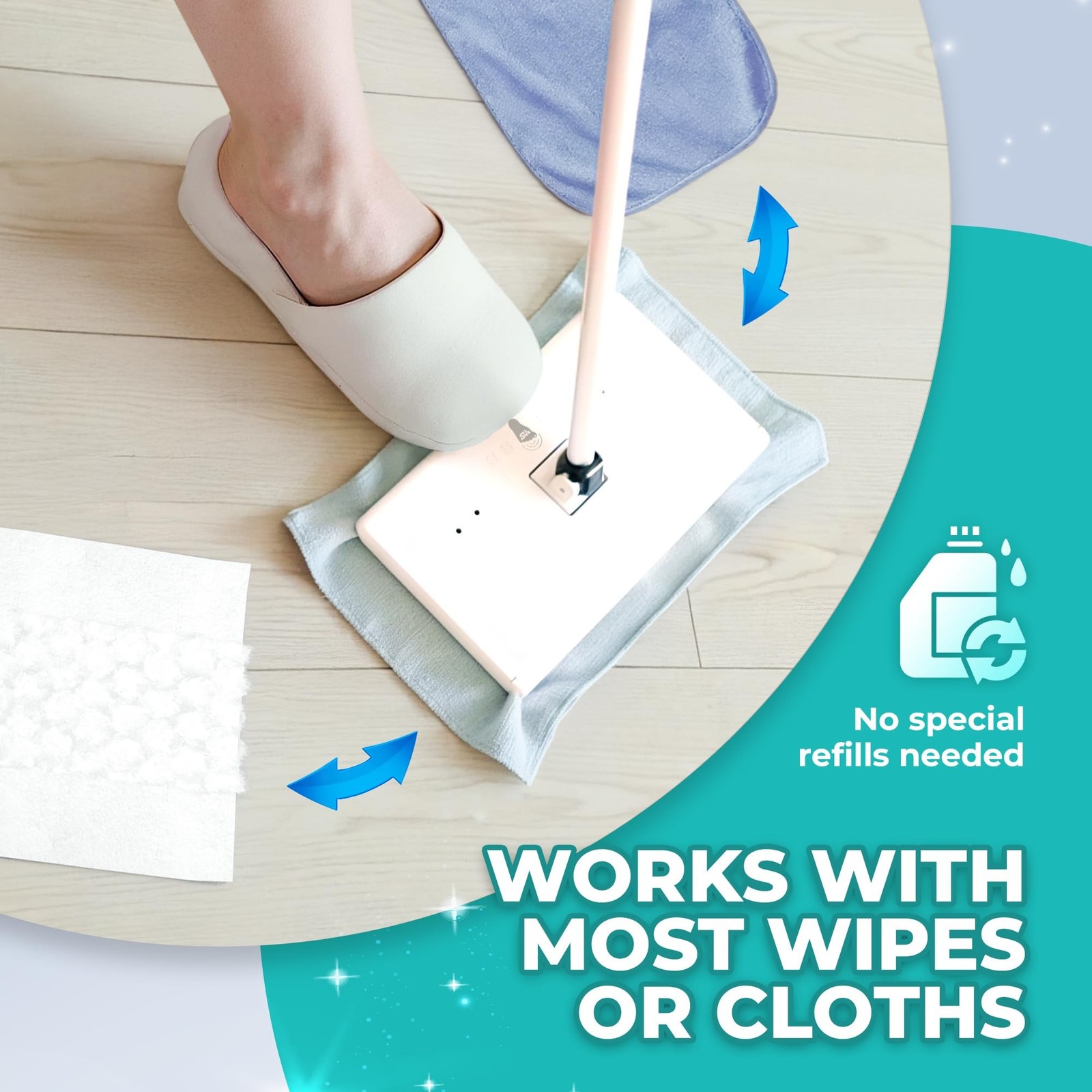 Hands-Free Flat Floor Mop & Sweeper – Foot-Tap Lock System Compatible with Mo…