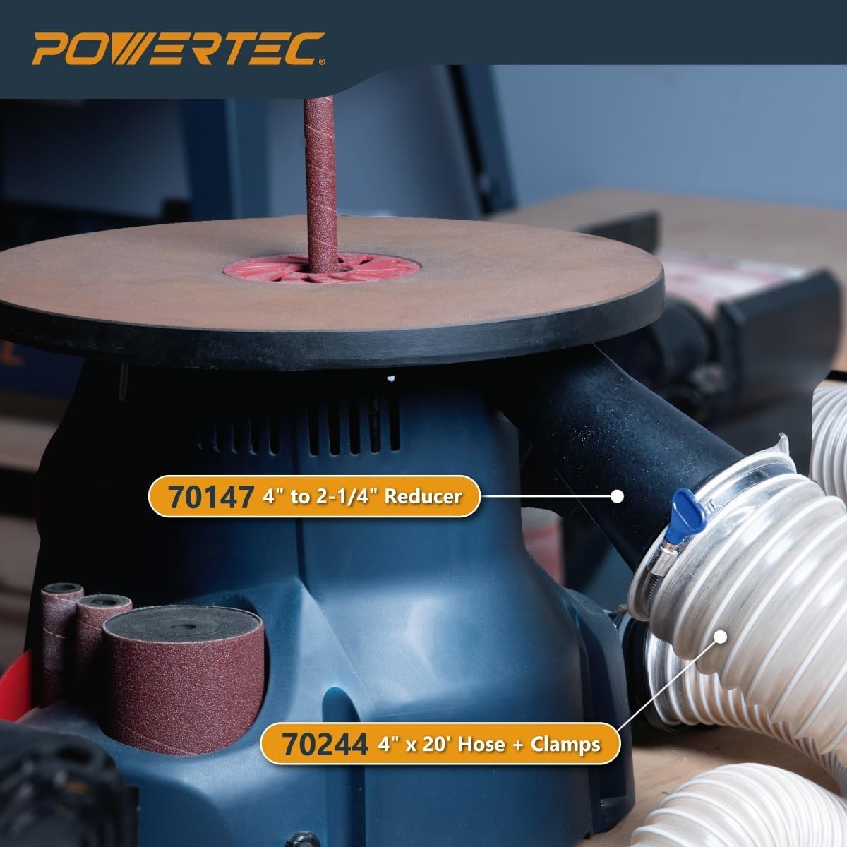 POWERTEC 70147 Tapered Adapter – 4″ to 2-1/4″ Dust Collection Hose Reducer