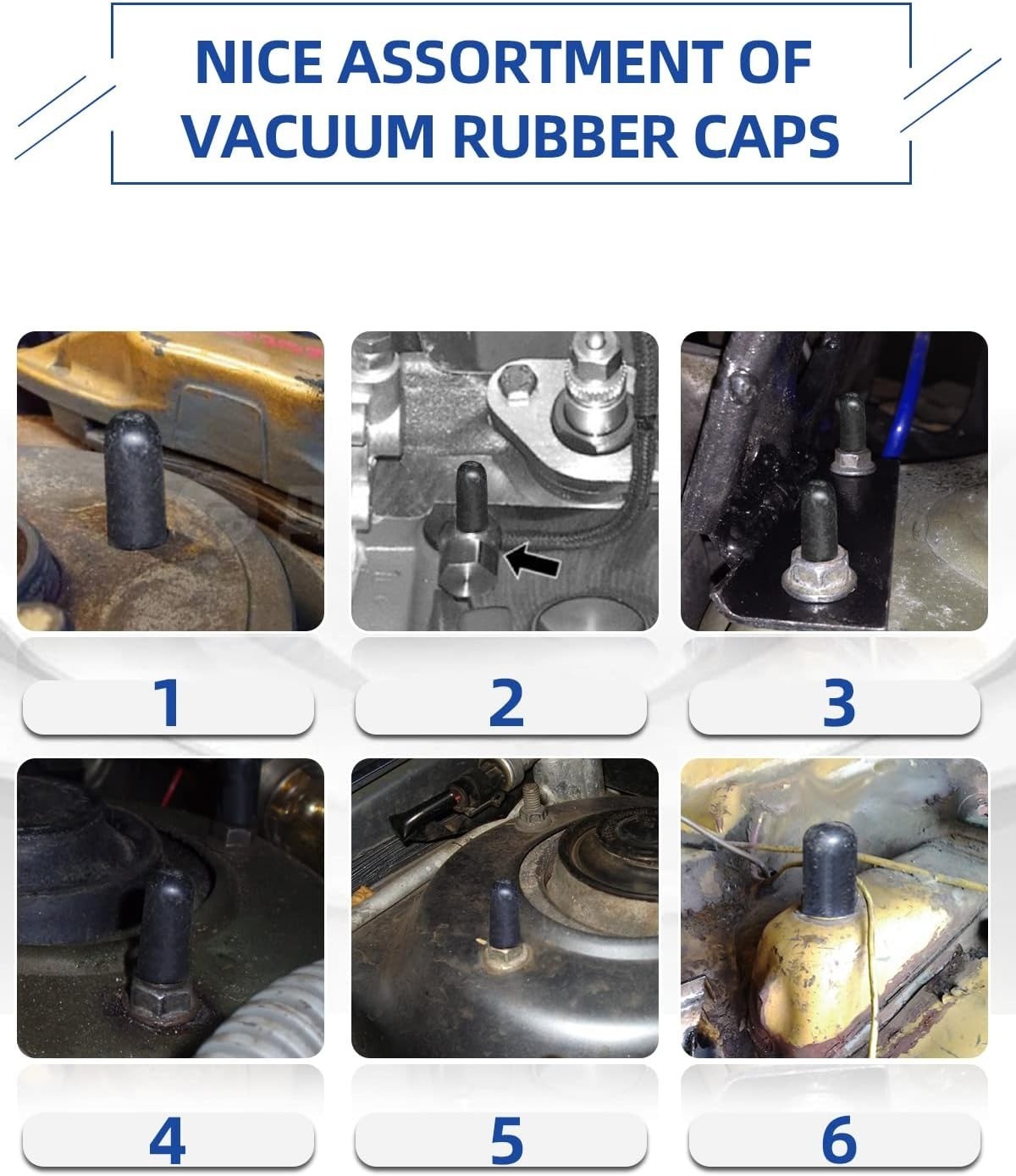 Rubber Vacuum Caps Plug Kit 63 PCS Assorted Vacuum Plugs Hose End Cap Assortment