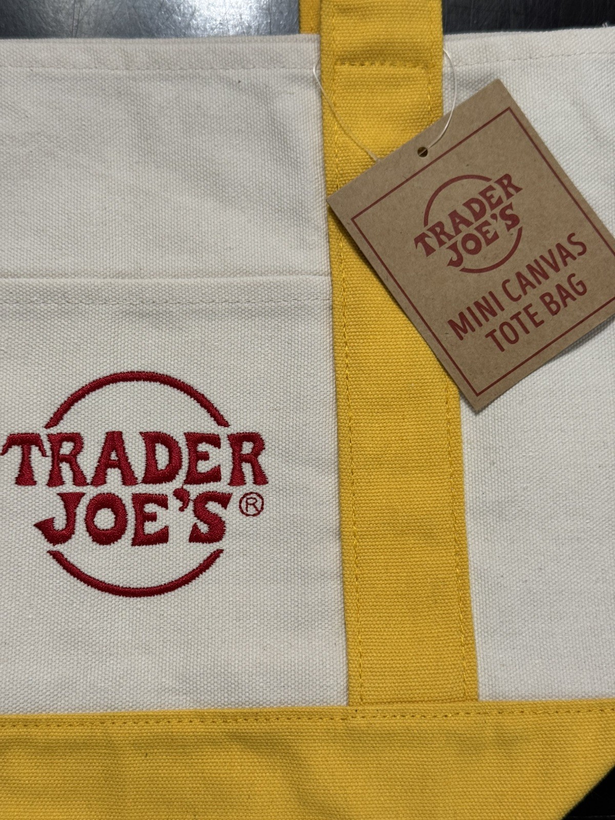 Trader Joe’s – Mini Canvas Tote Bag – Yellow – Holiday 2025 – Limited Edition