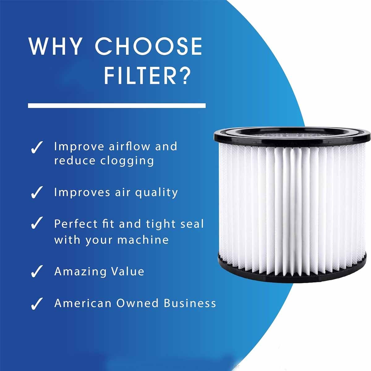 90398 Vacuum Cleaner Filter For Shop-Vac Wet Dry Vacuum Small Cartridge Filter