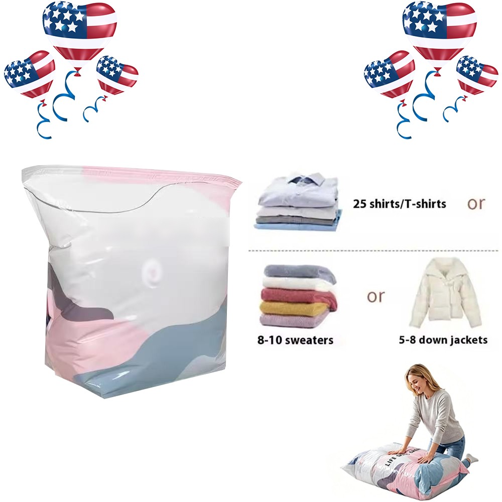 No-Pump Vacuum Storage Bags Large Cube Space Saver Compression Bags1/2/3Pcs