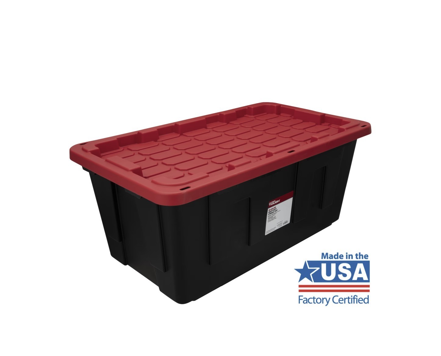 2-Pack Hyper Tough 40 Gal Storage Bin Snap Lid Heavy Duty Black Red