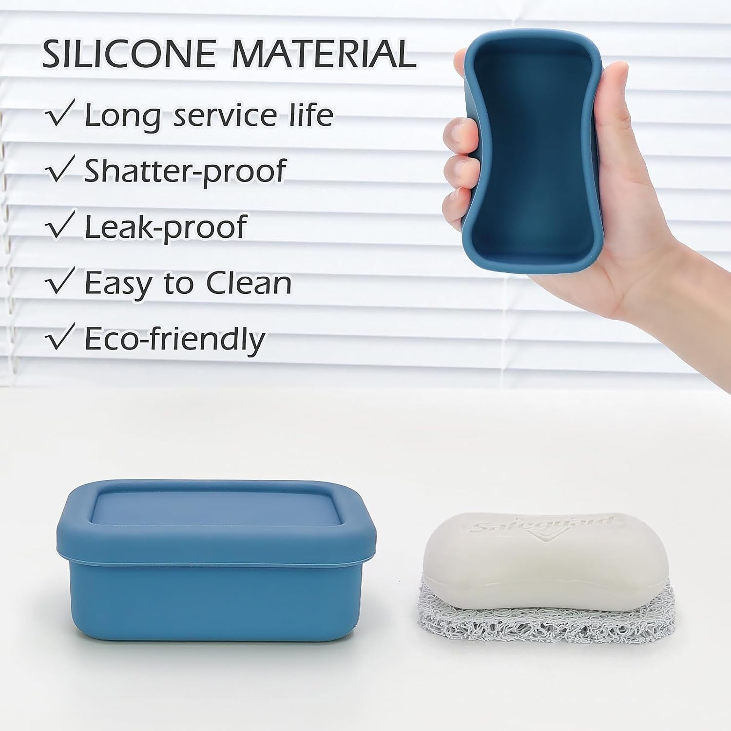 Leak Proof Silicone Travel Soap Case with Drain Pad, Shatterproof Compact Bar
