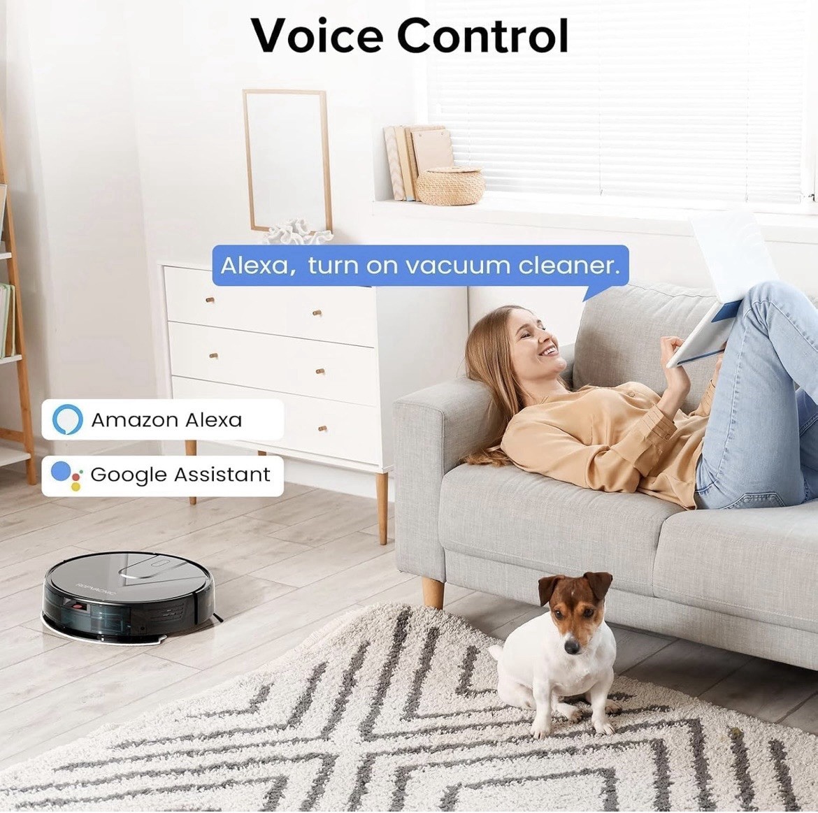 ROPVACNIC 5200Pa Robot Vacuum Mop Combo, App Control, Self-Charging, Black