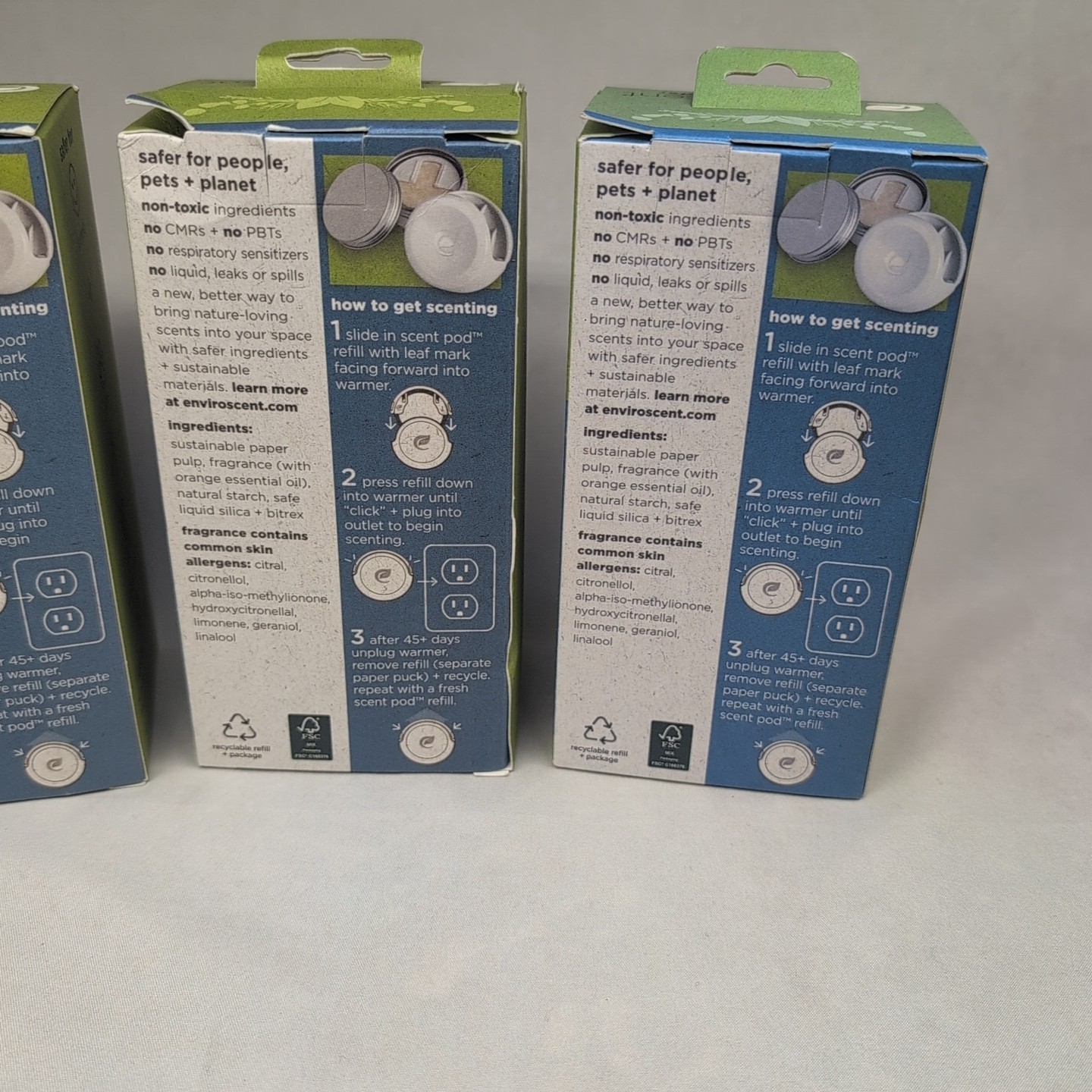 3 pk Enviroscent Plug Hub Warmer Kit Spring Water & Lotus 0.51 oz.