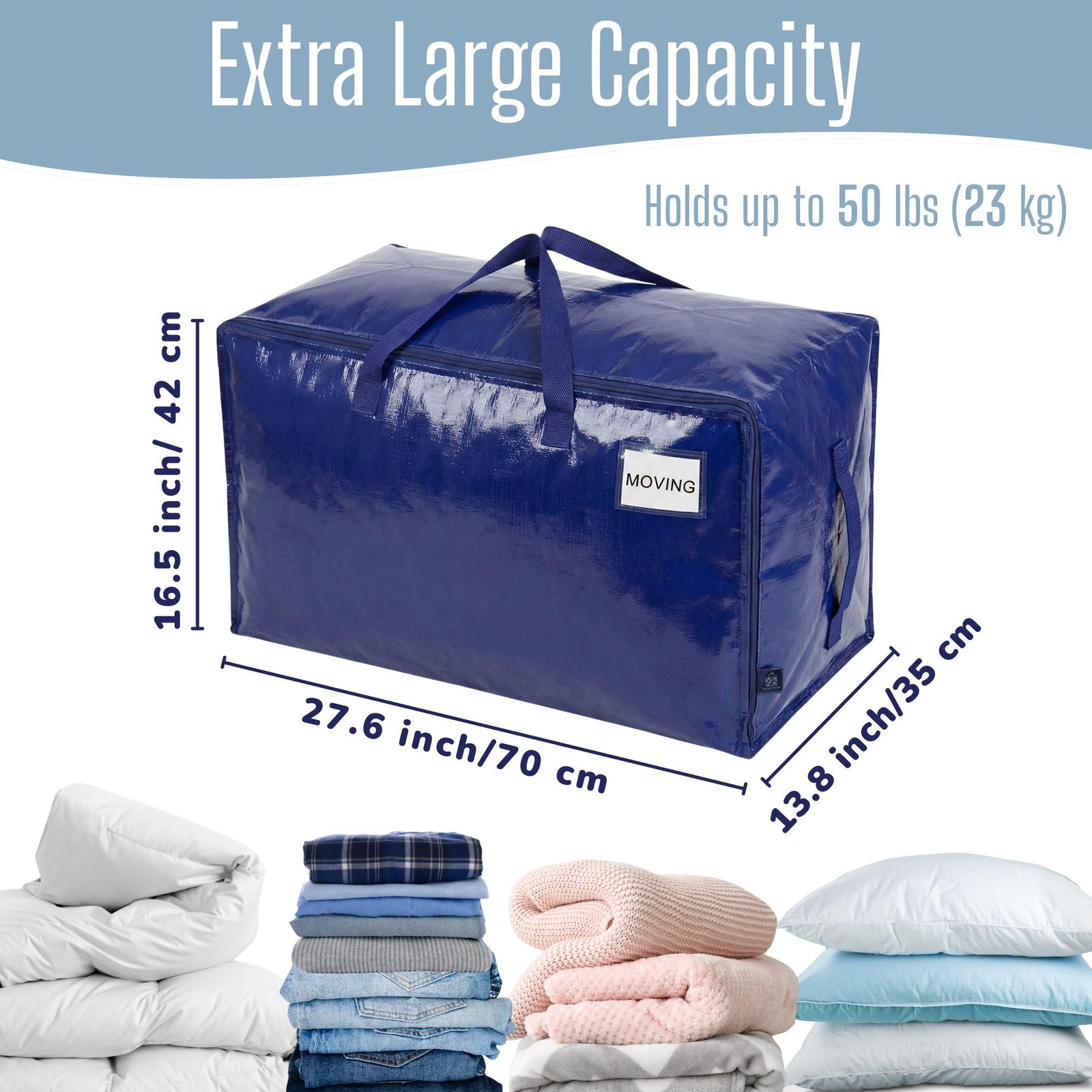 Extra Large Heavy Duty Moving Bags Wide Opening Handles Zippers 6 PCS