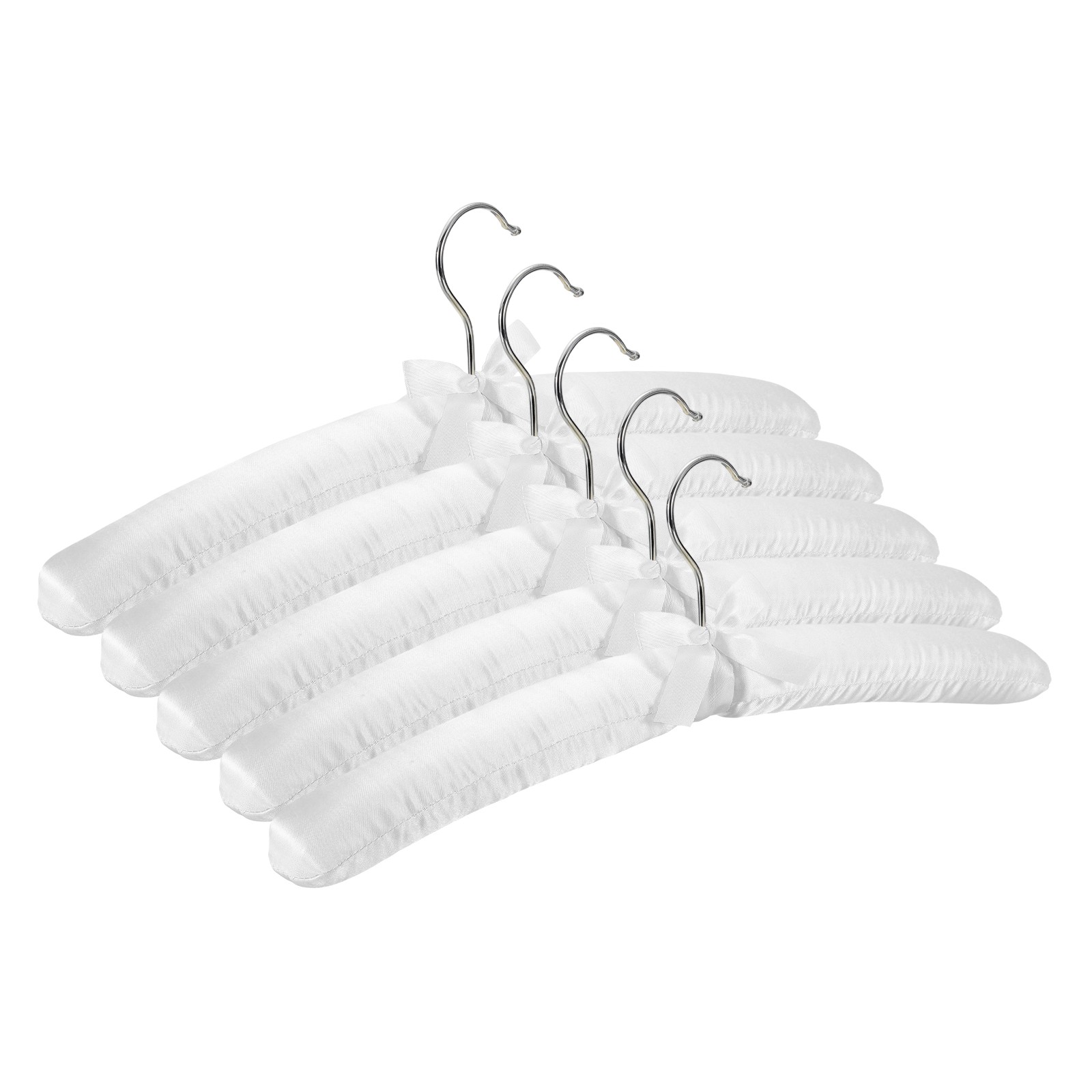 5Pcs Satin Padded Hangers 15 Inch Blouse Hangers for Women Pure White