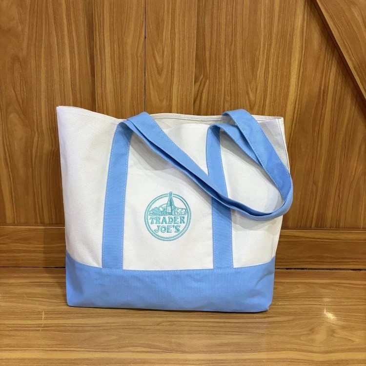 Trader Joe’s Blue/Green/Yellow/Pink Heavy Duty Reusable Canvas Bag Large