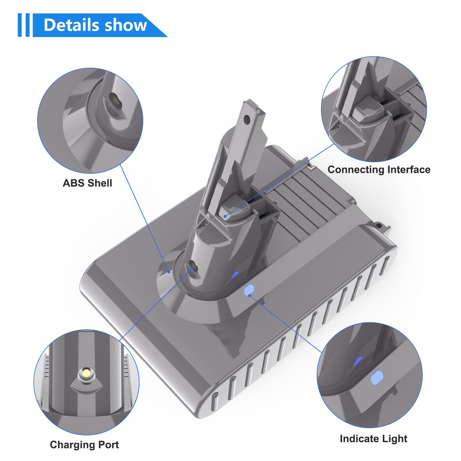 21.6V 9500mAh Replacement Battery for Dyson V7 SV11 Animal V7 Extra V7 Trigger