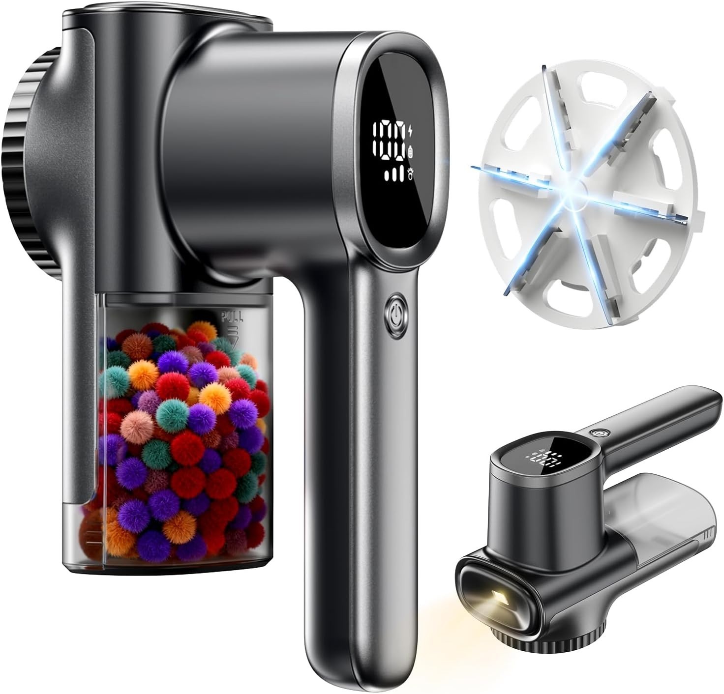 3D 6-Blade Rechargeable Lint Remover with LED Display & 180 Min Runtime