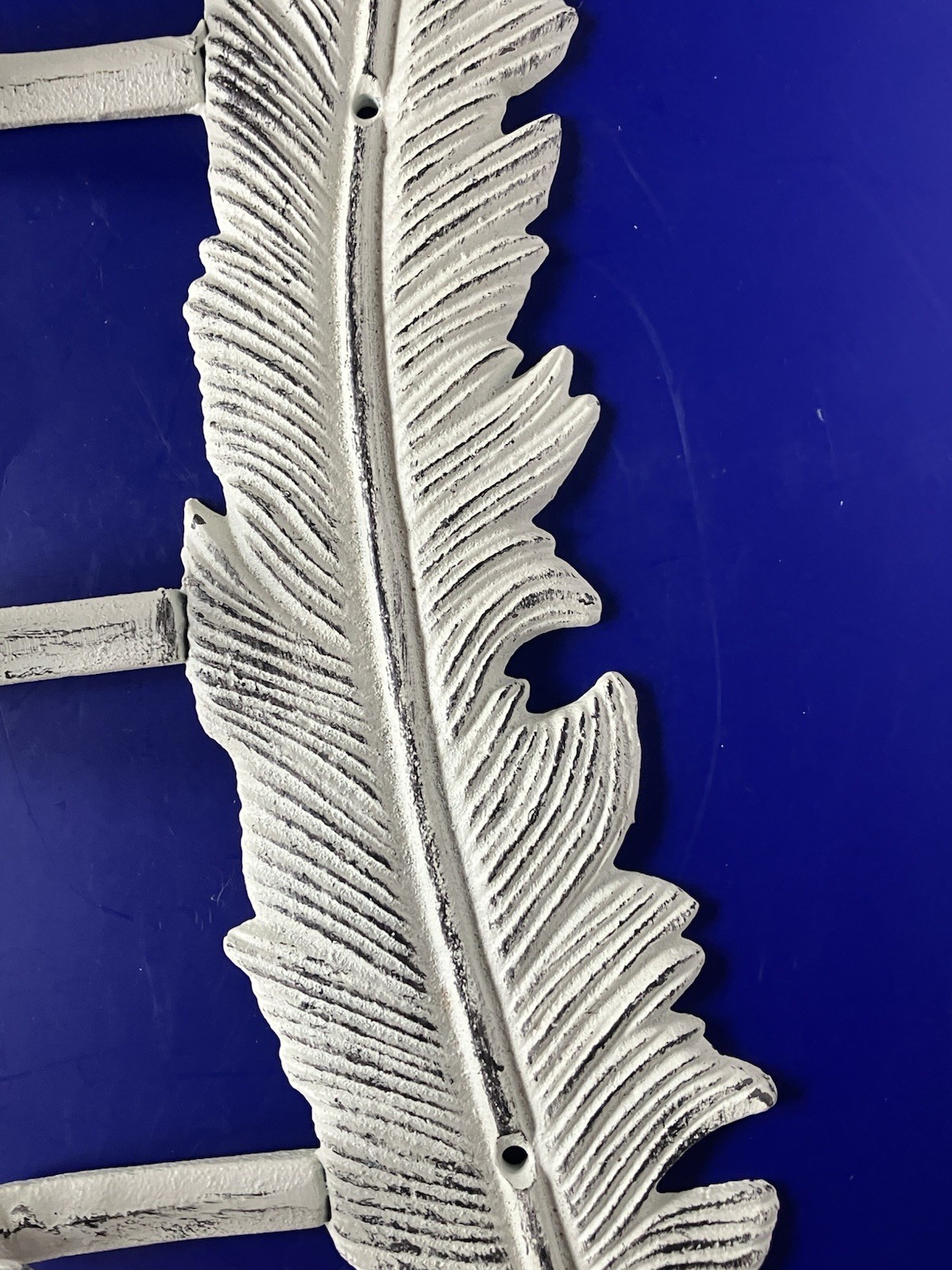 Cast Iron Feather Three Hook Coat/ Towel Hanger 13 Inches