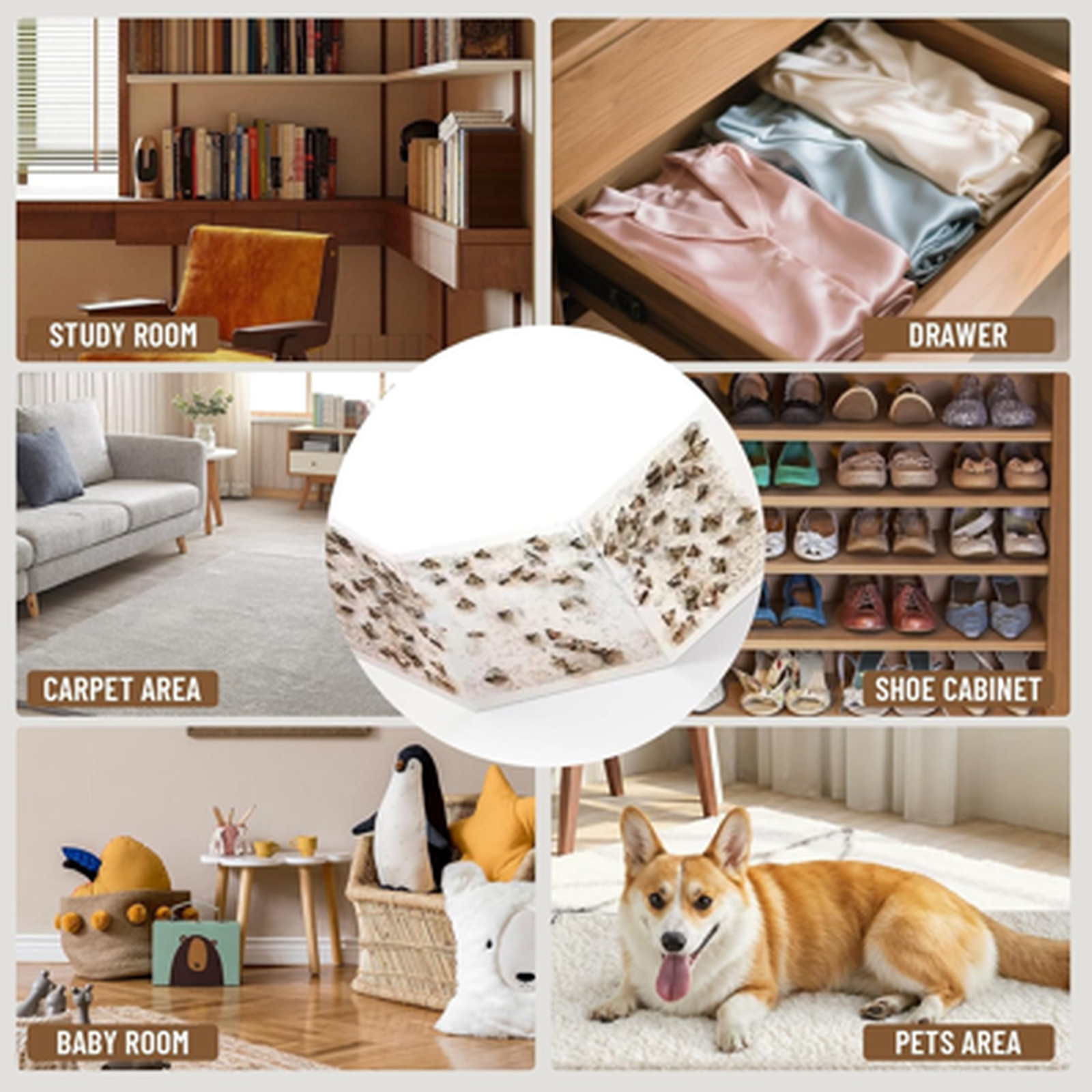 Cloth Moth Trap Pheromone Attractant Odorless Non-Toxic Sticky Strips for Closet