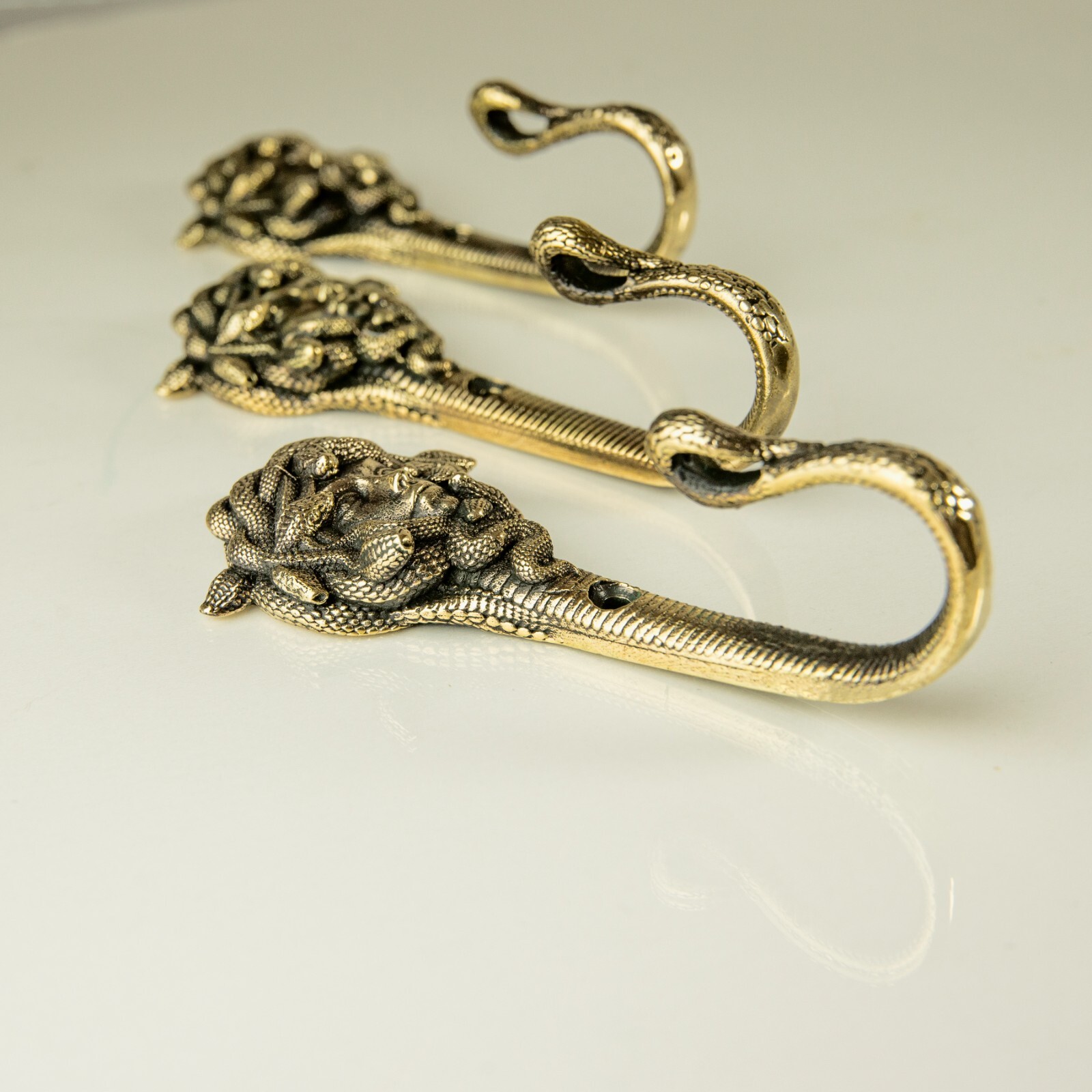 Decorative wall hook Medusa Gorgon, mythological creature, Brass handmade.