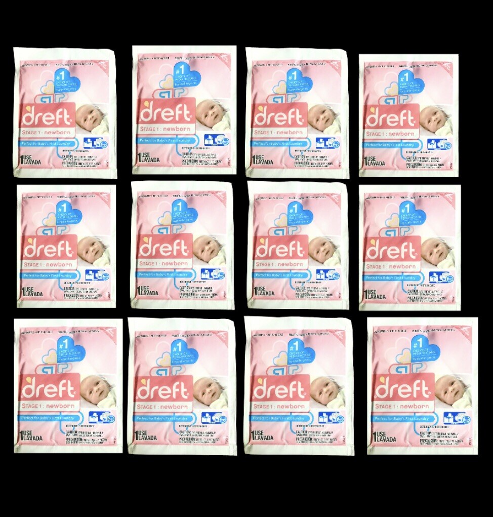 12pk Dreft Newborn Laundry Detergent, Single Use, Hypoallergenic, Machine Wash