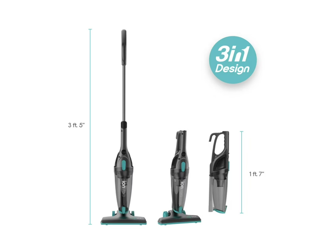Ionvac ZipVac Corded Stick Vacuum, Multi-Surface 3-in-1 Upright/Handheld Vacuum